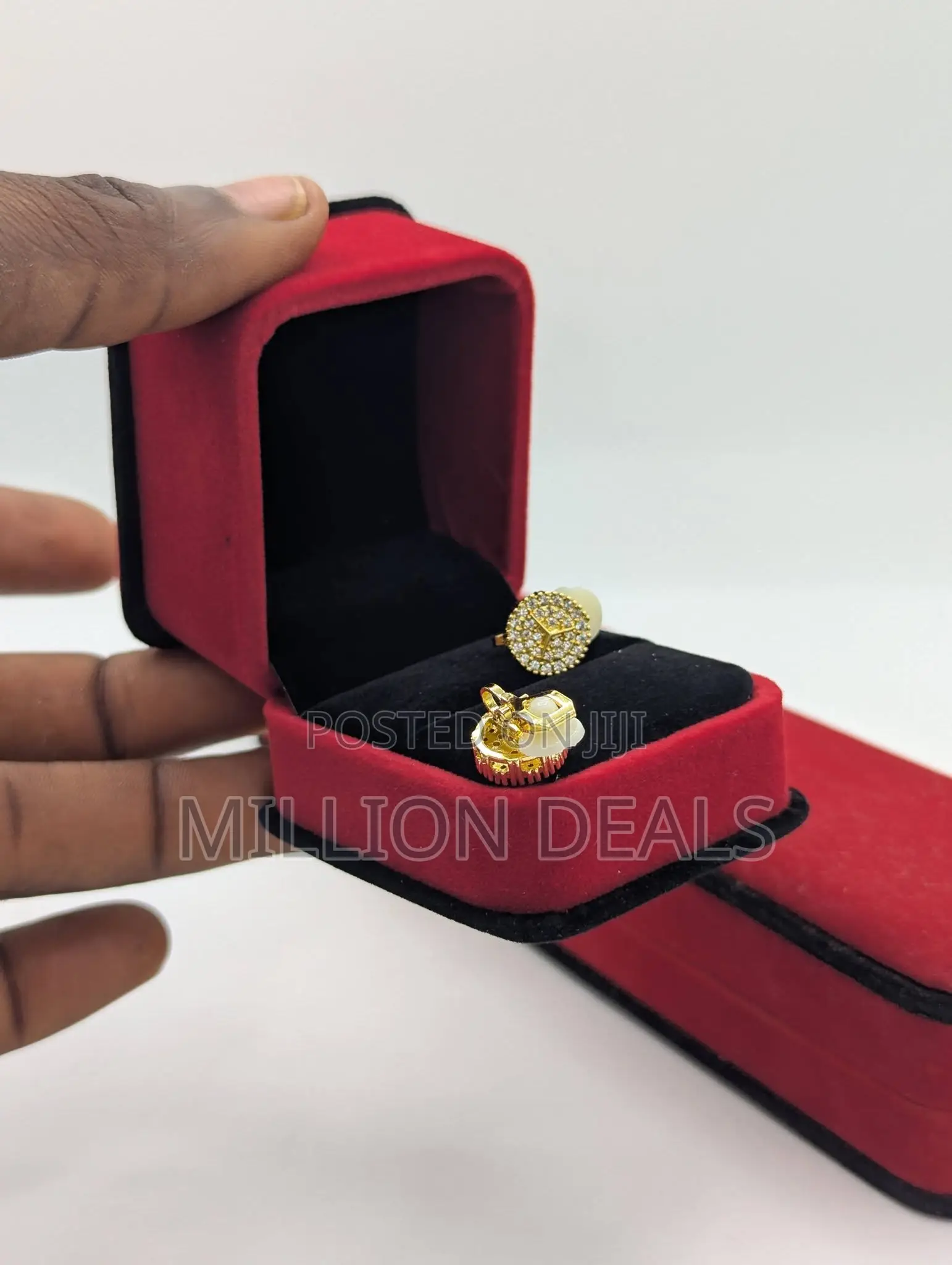 Magnetic Benz Inspires Men’s Iced Gold Earrings