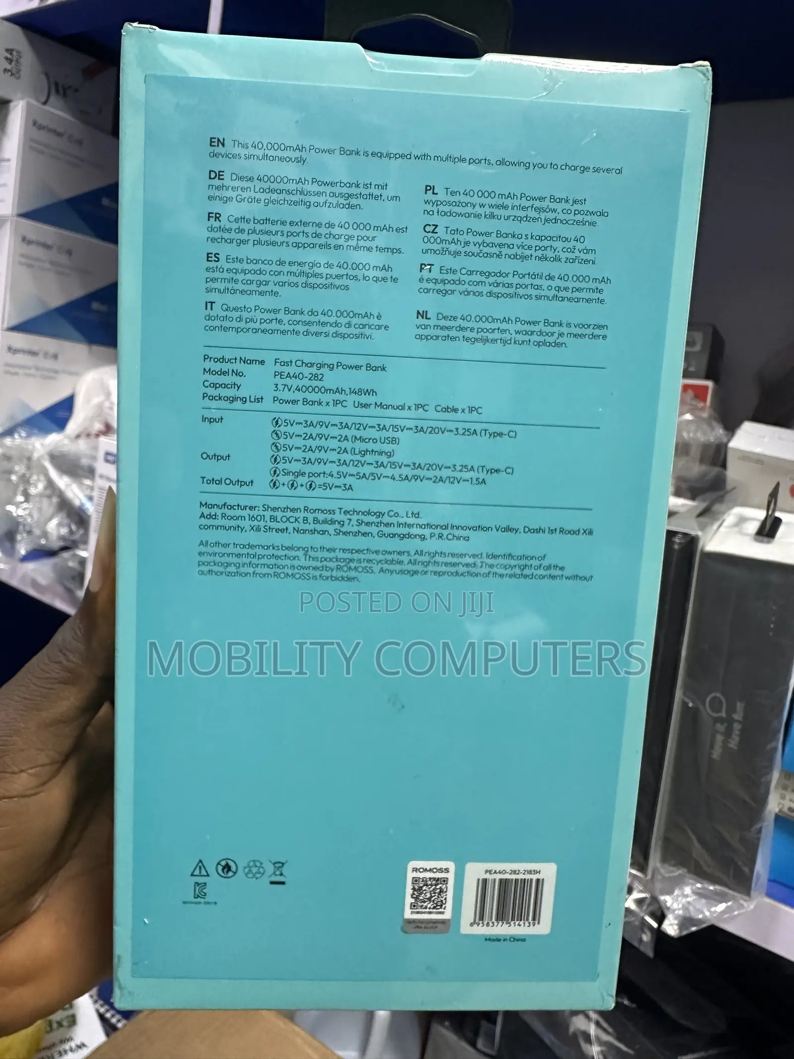 Romoss Power Bank 40000mah 65watt for Phone and Laptops