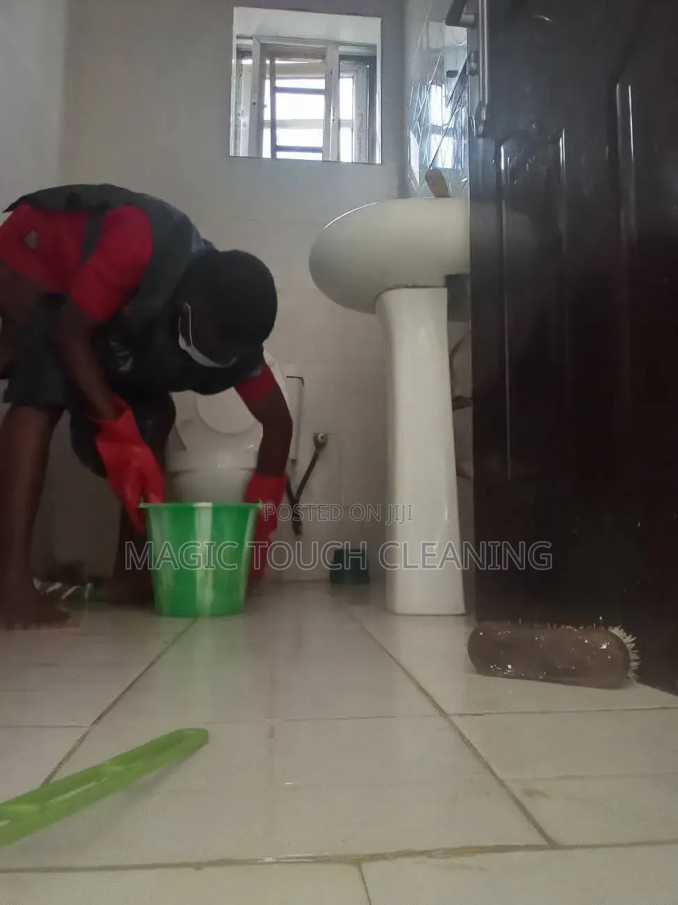 Sanitizing and Maintaining High-Traffic Restrooms.
