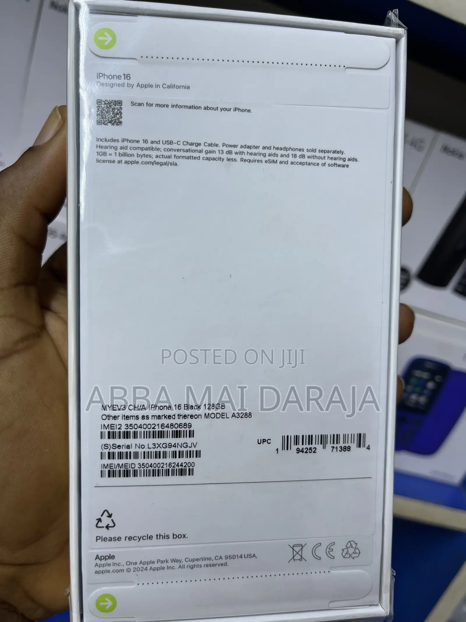 New Apple iPhone 16 128 GB Black