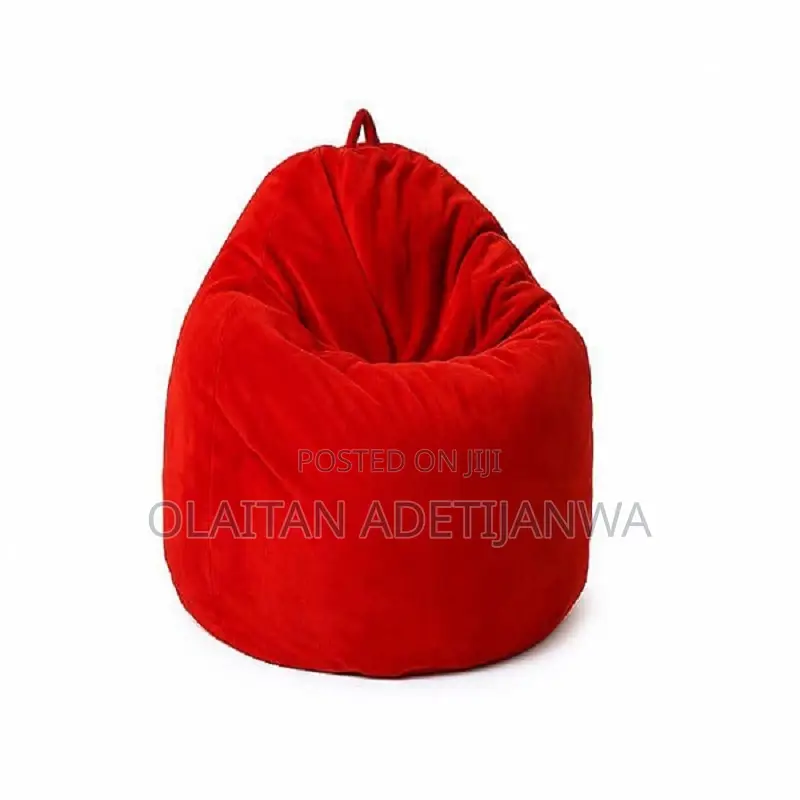 Red Boneless Beanbag Sofa Replaceable and Adjustable Cover for Home N