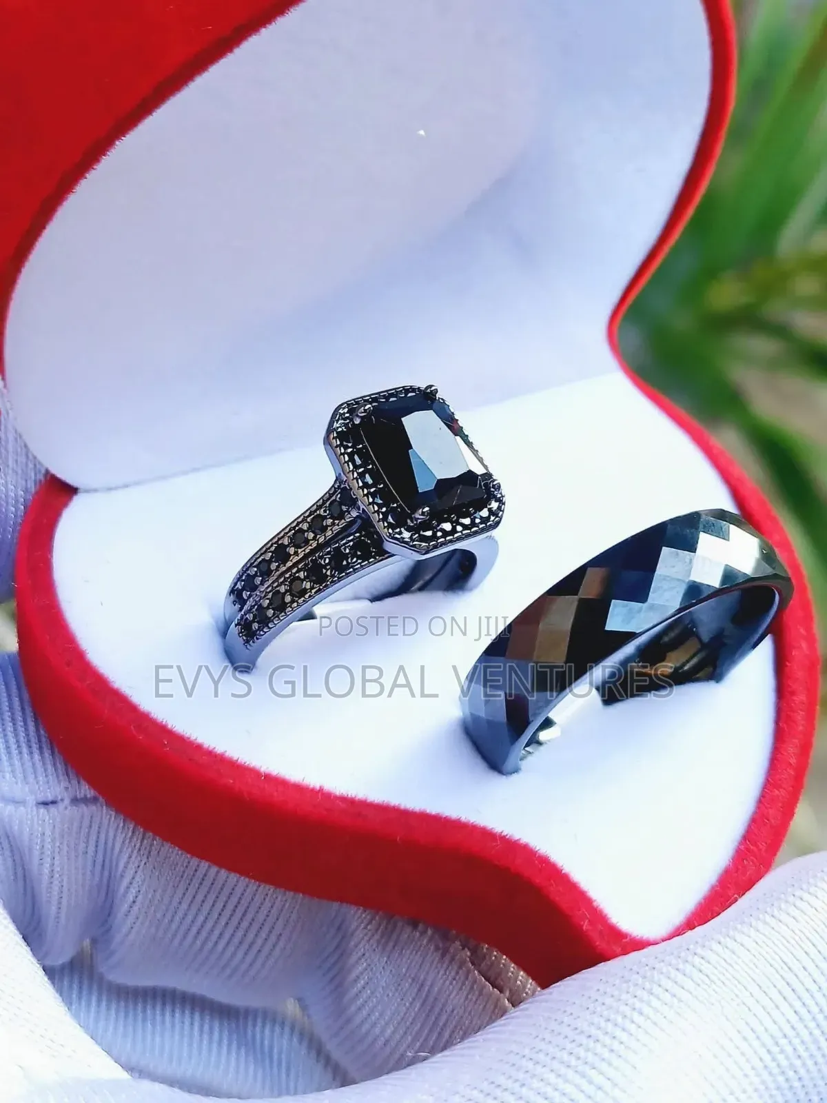 2pc Black Wedding Rings for Female