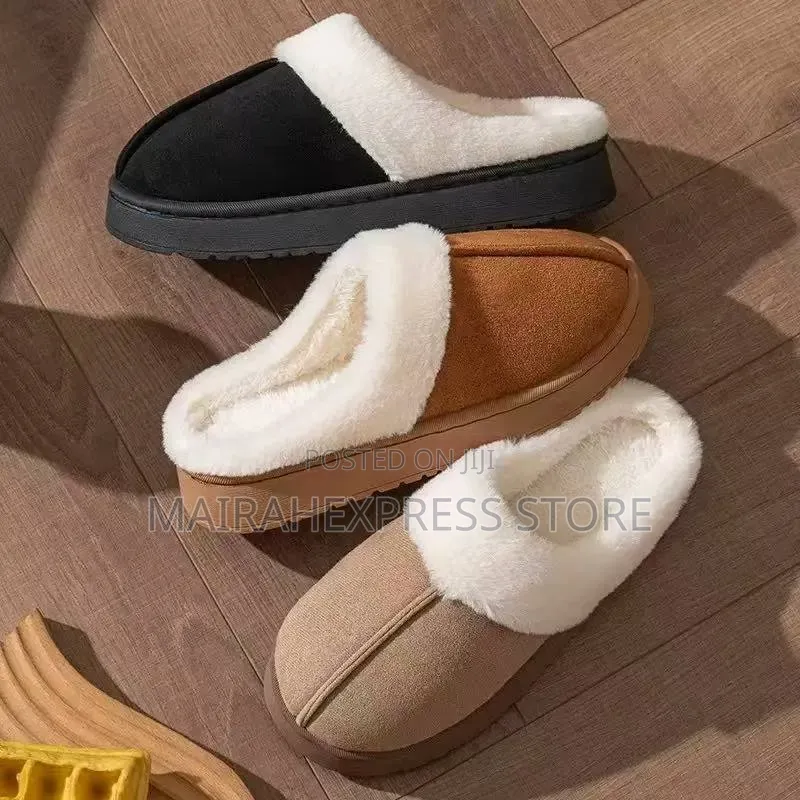 Thick-Soled, Plush-Lined Indoor House Slippers