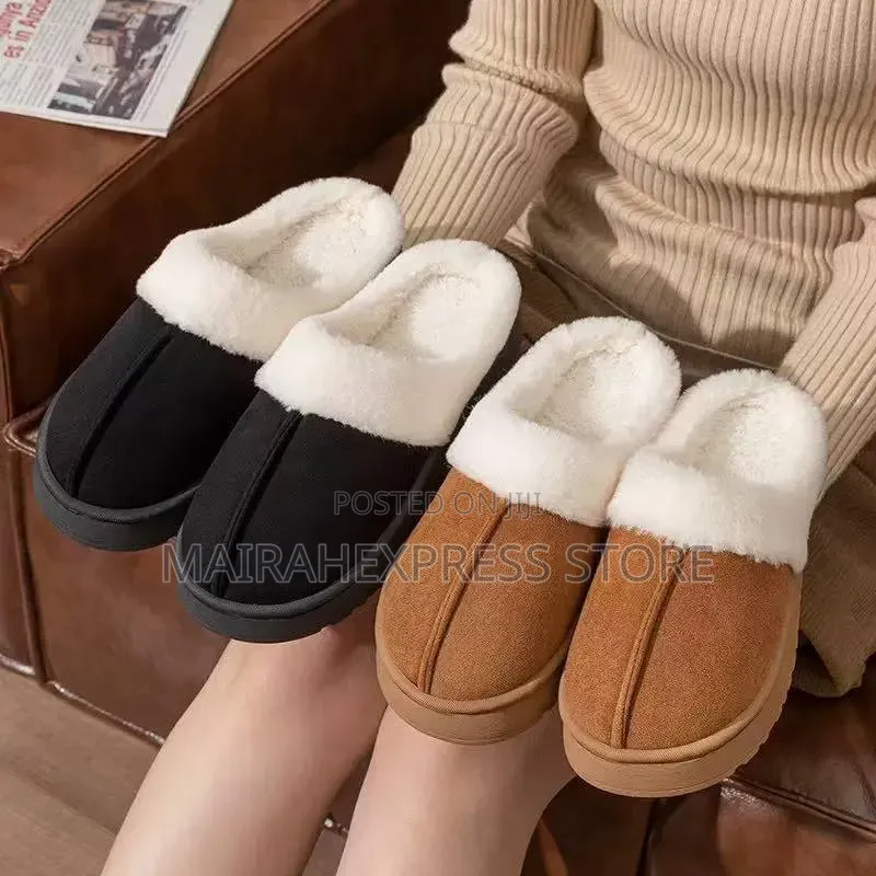 Thick-Soled, Plush-Lined Indoor House Slippers