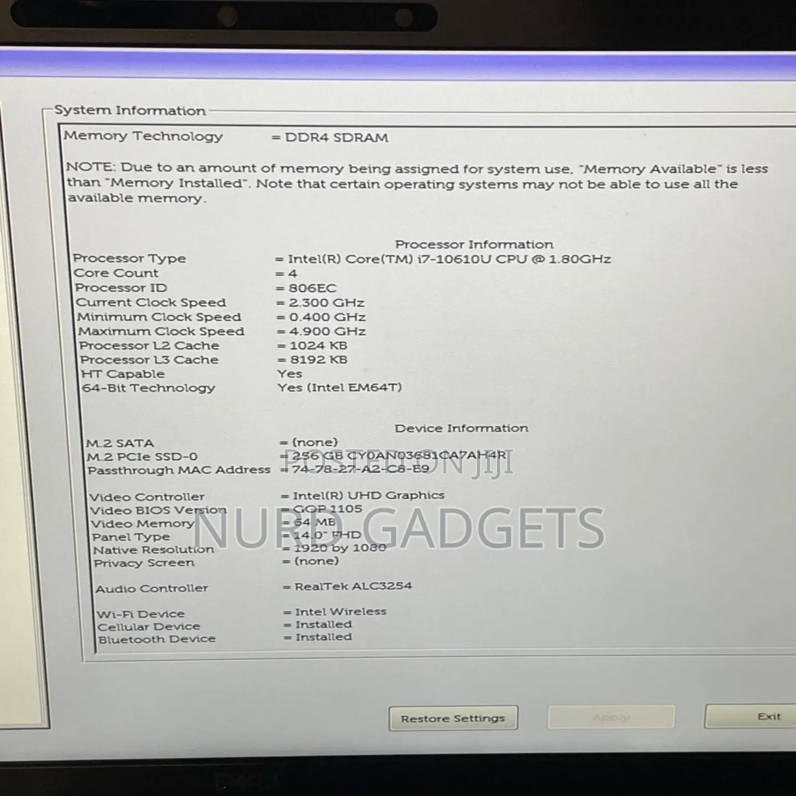 Laptop Dell Latitude 7410 16GB Intel Core i7 SSD 256GB