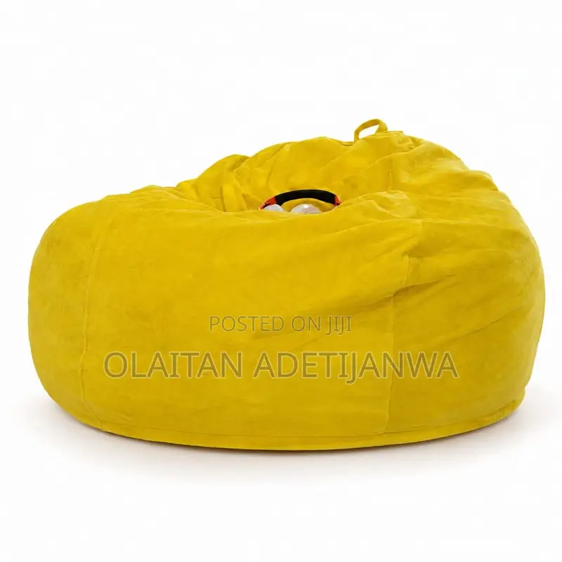Yellow Frameless Beanbag Chair With Removable Washable Cover