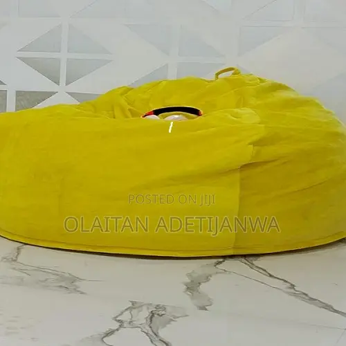 Yellow Frameless Beanbag Chair With Removable Washable Cover