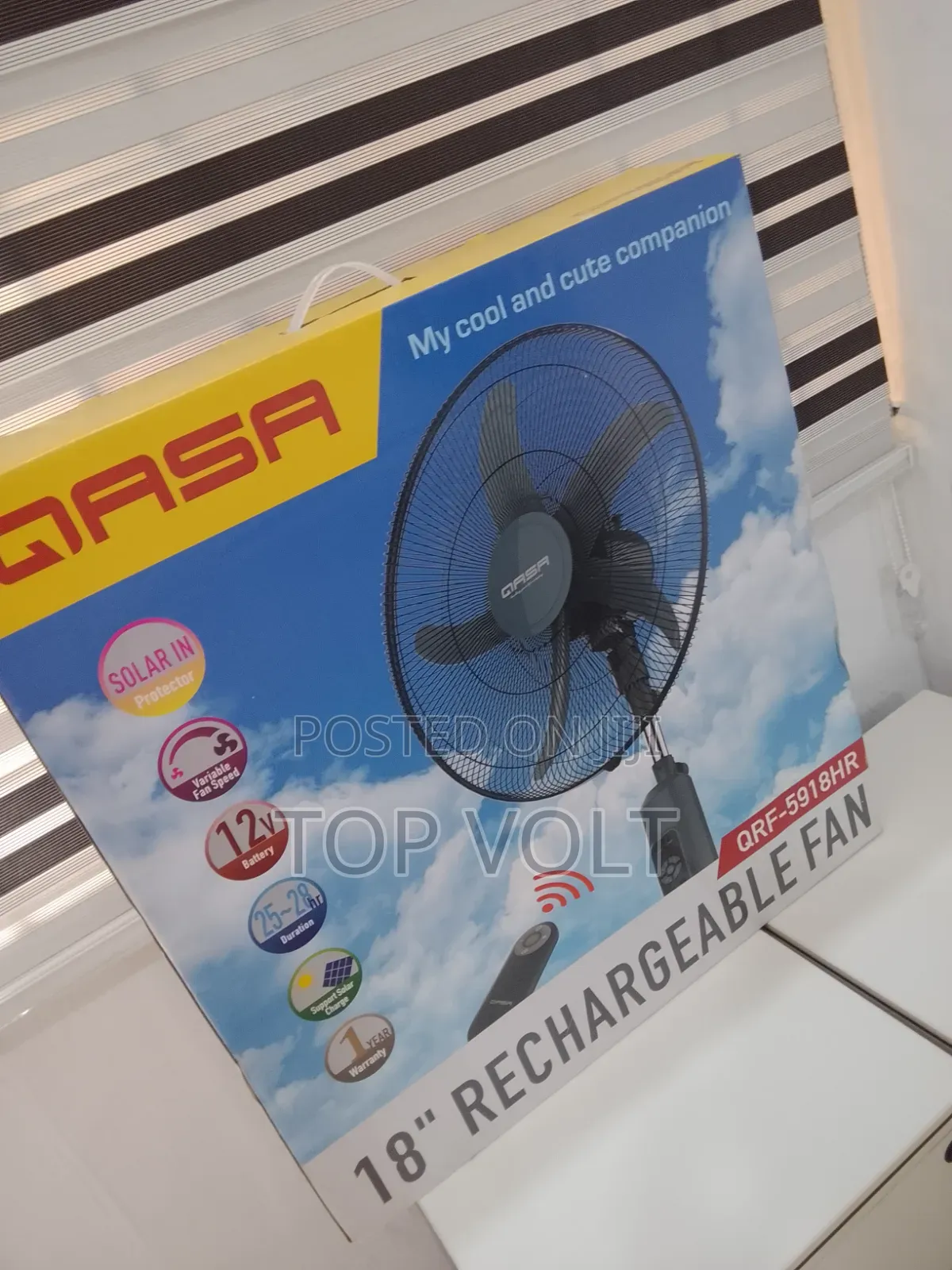 Qasa 18 Inches Powerful Rechargeable Standing Fan