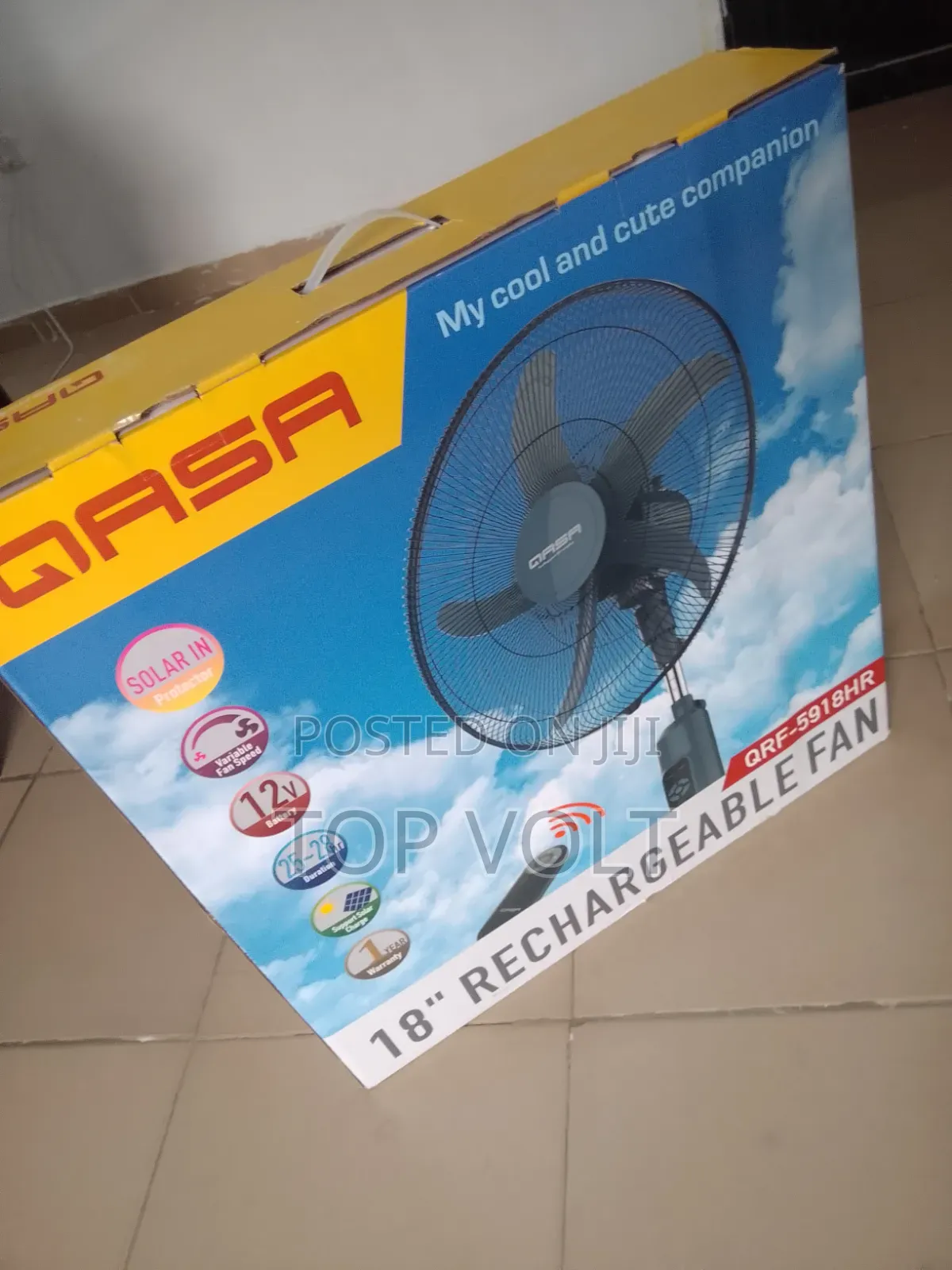 Qasa 18 Inch Rechargeable Fan With LED Light