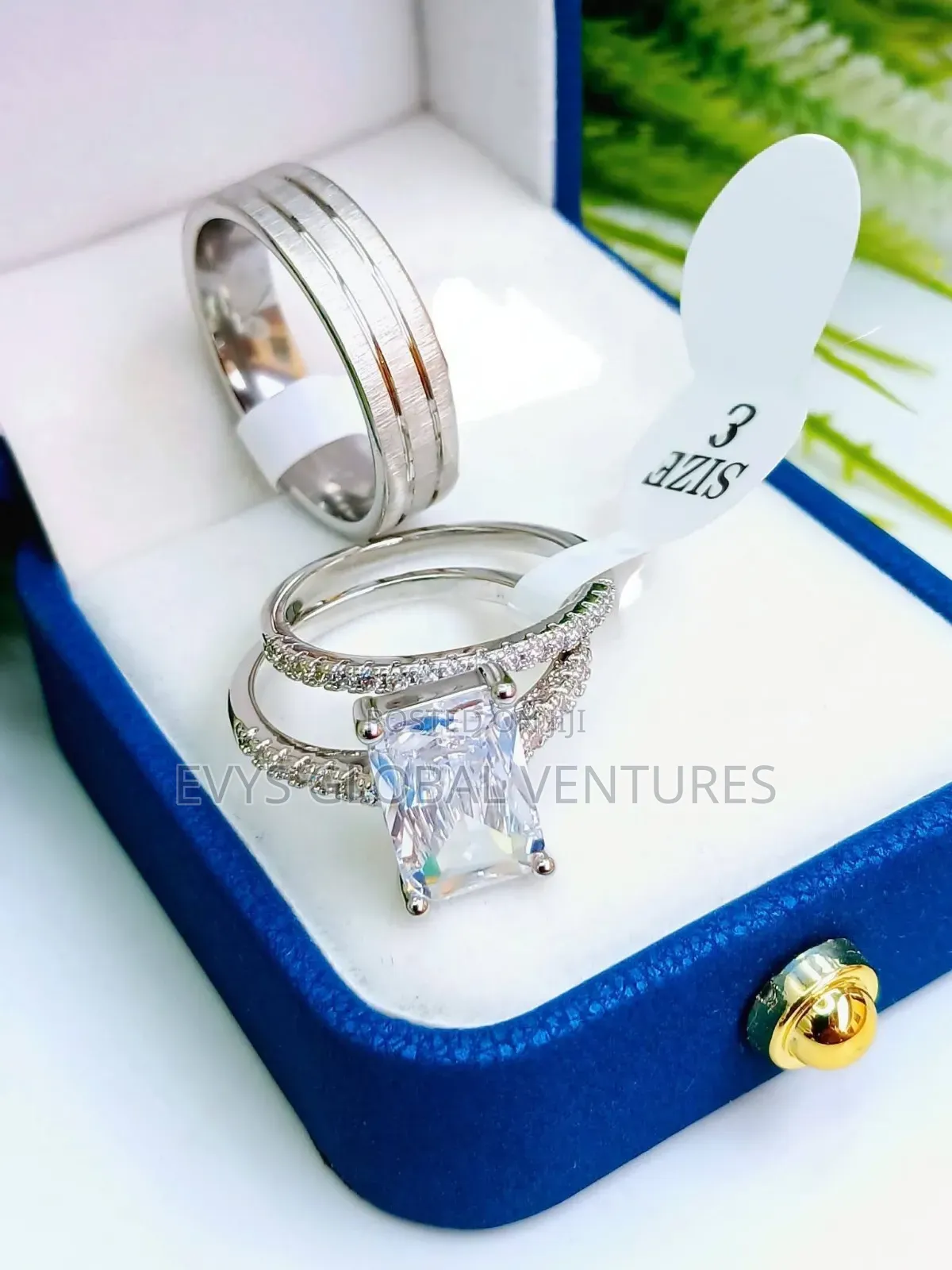 Pure Steel Wedding and Engagement Rings Set
