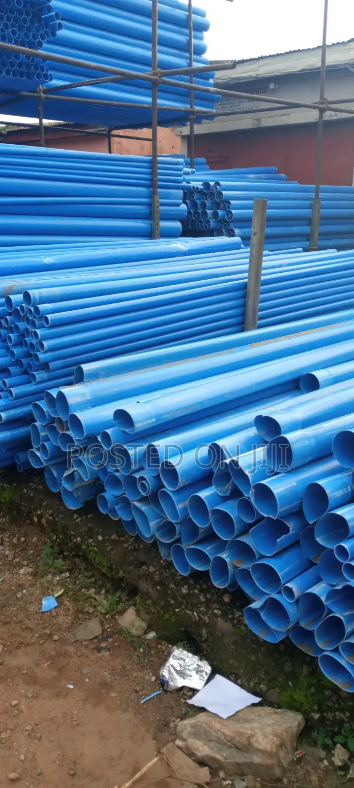 Blue PVC Pipes and Fittings