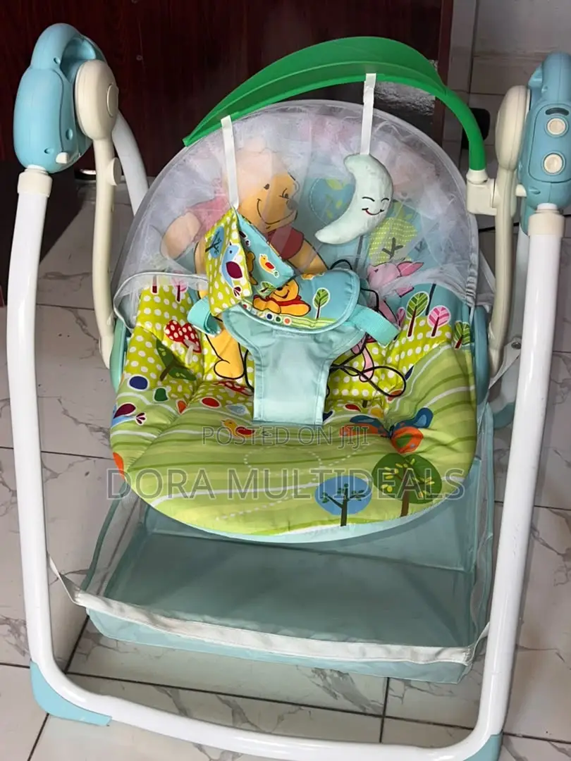 Disney Winnie the Pooh Baby Swing! With Mosquito Net Storage Basket