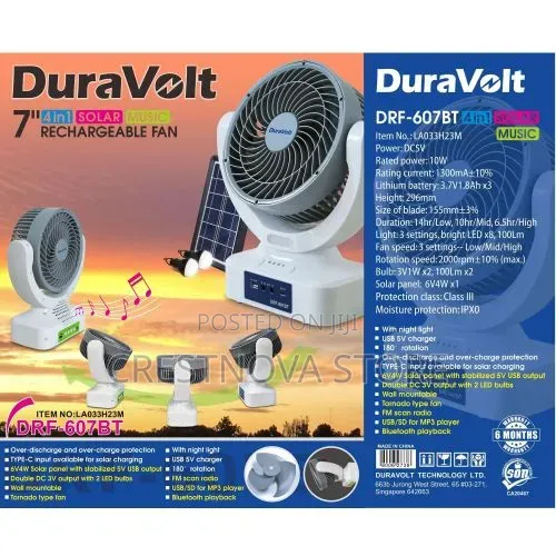 Duravolt DRF-607BT Solar Panel MUSIC FM Bluetooth