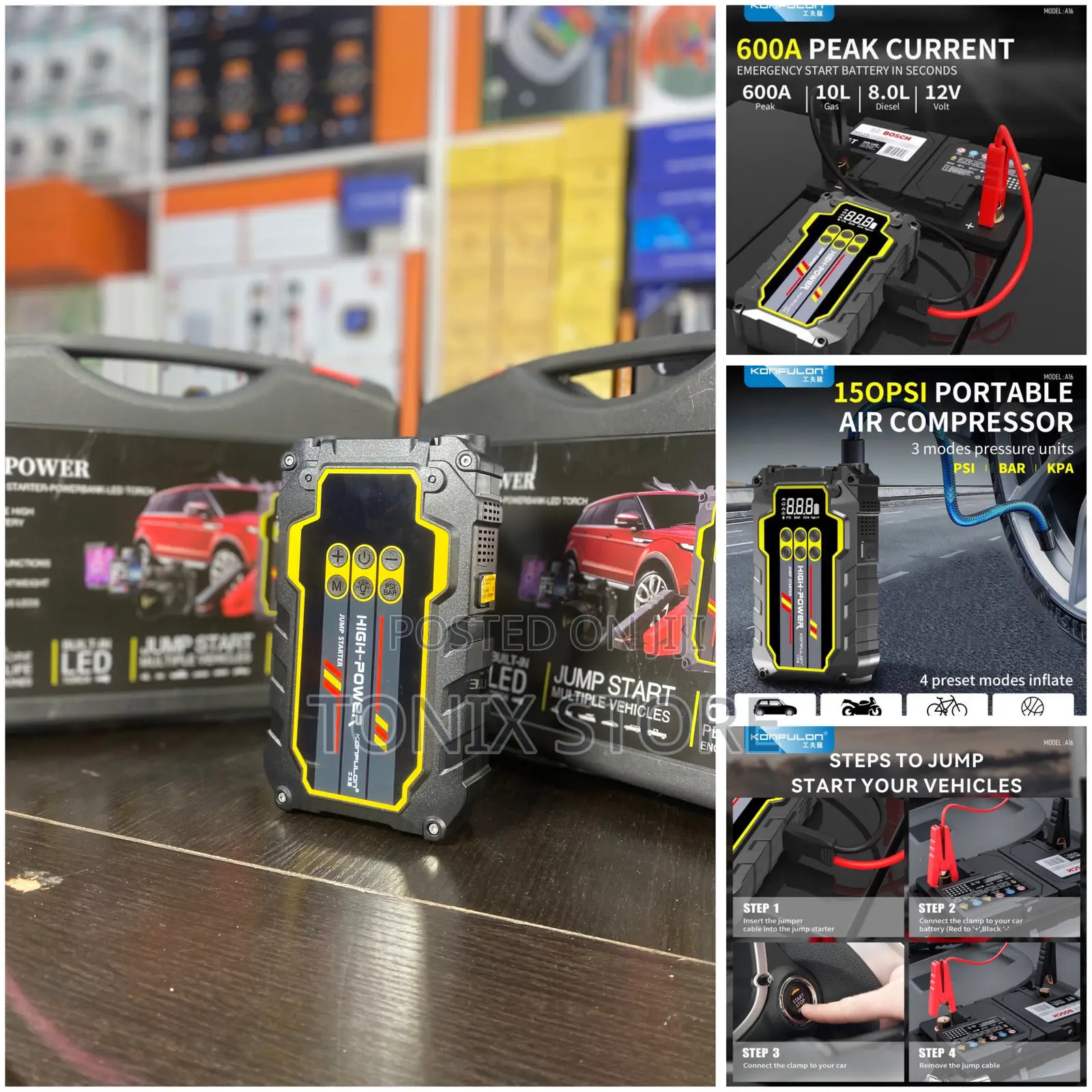 Konfulon Multi-Purpose Jumpstarter and Tyre Pump (Model A16)