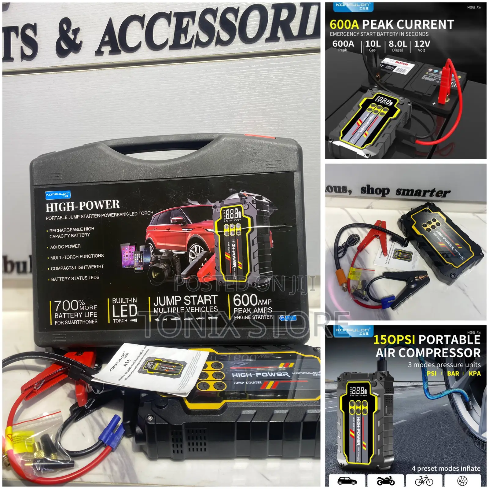 Konfulon Multi-Purpose Jumpstarter and Tyre Pump (Model A16)