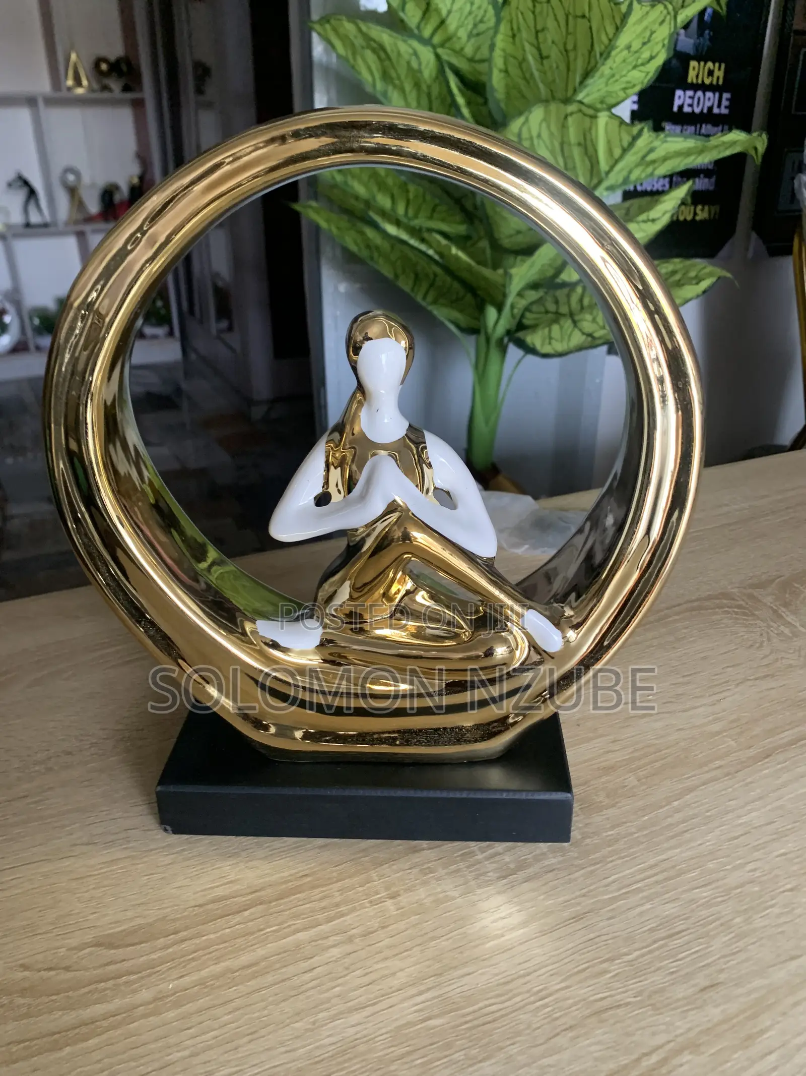 Gold White Yoga Meditation Figurine