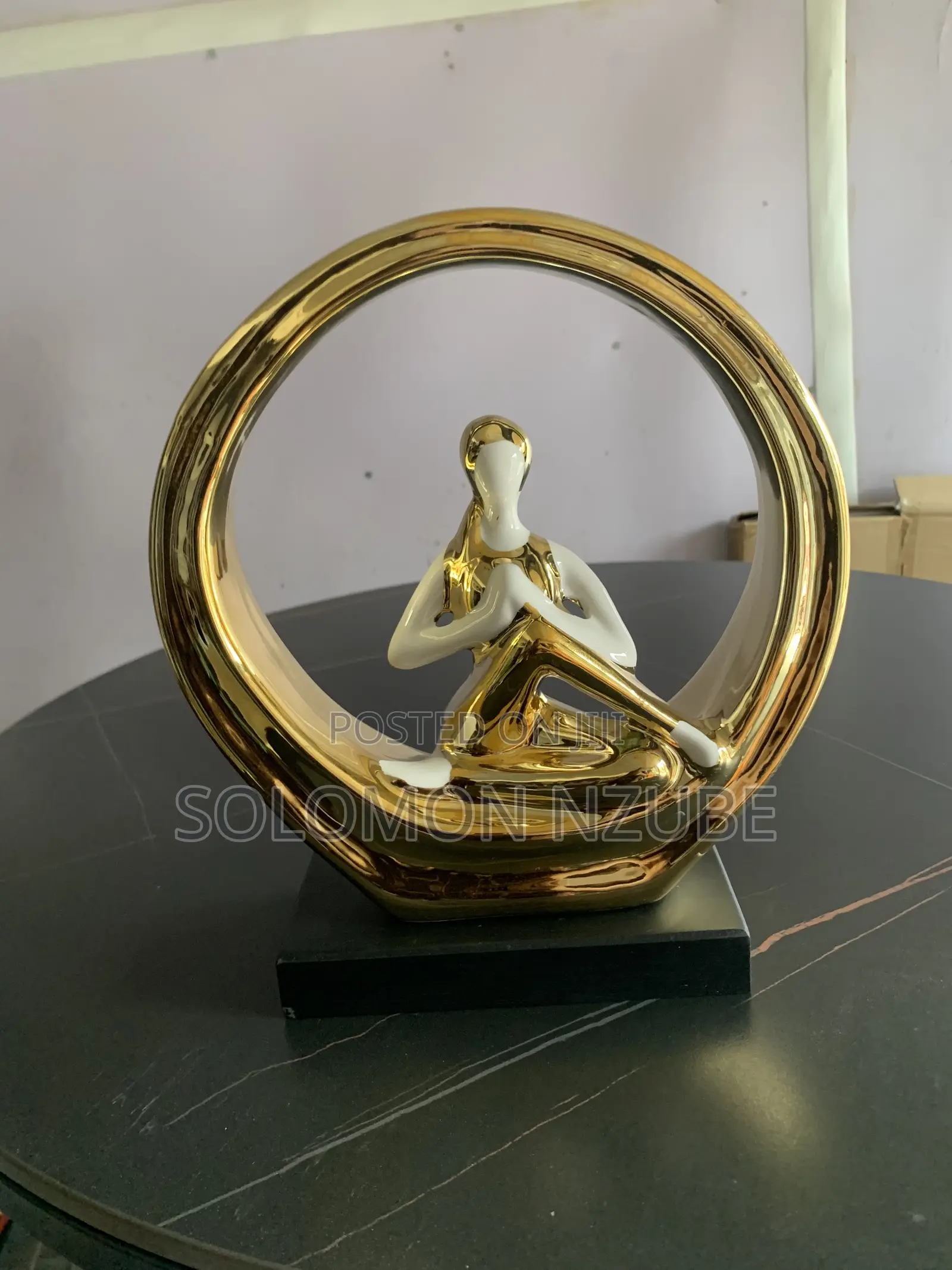 Gold White Yoga Meditation Figurine