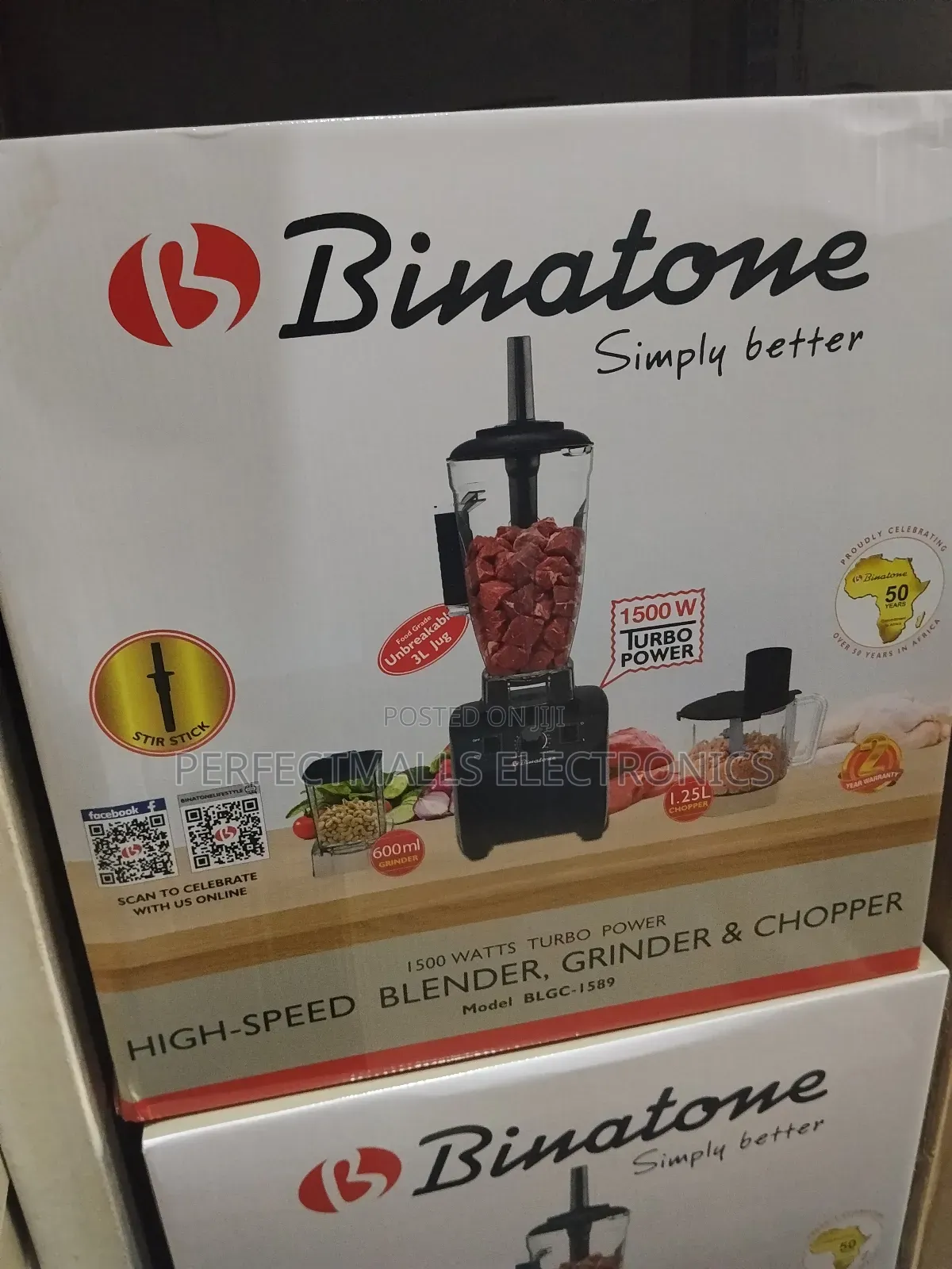 Binatone 1500W High-Speed 3L Blender, Grinder Chopper BLGC-1589