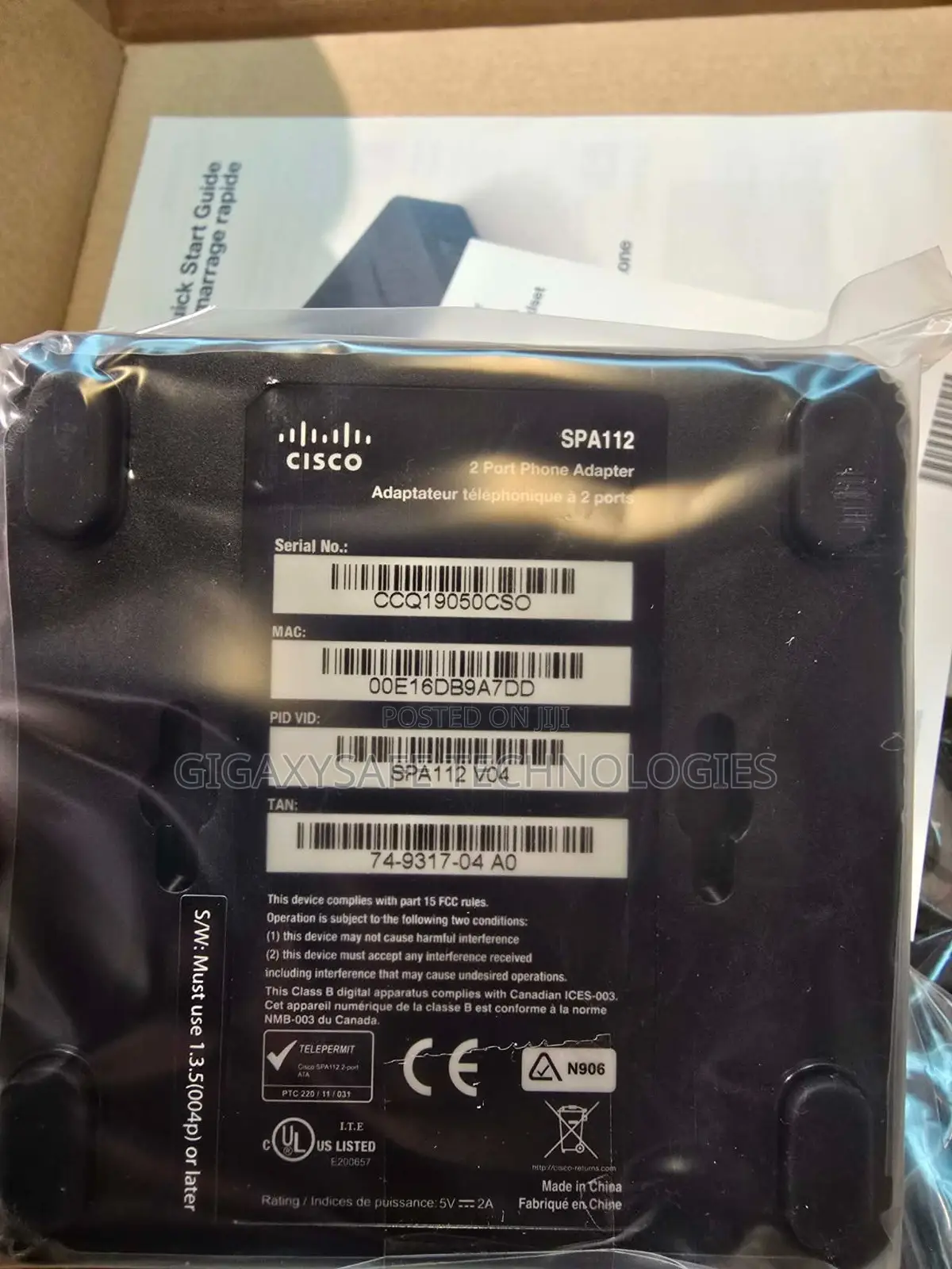 Cisco SPA112 VoIP/SIP ATA/Telephone Adapter W/ 2-FXS Ports