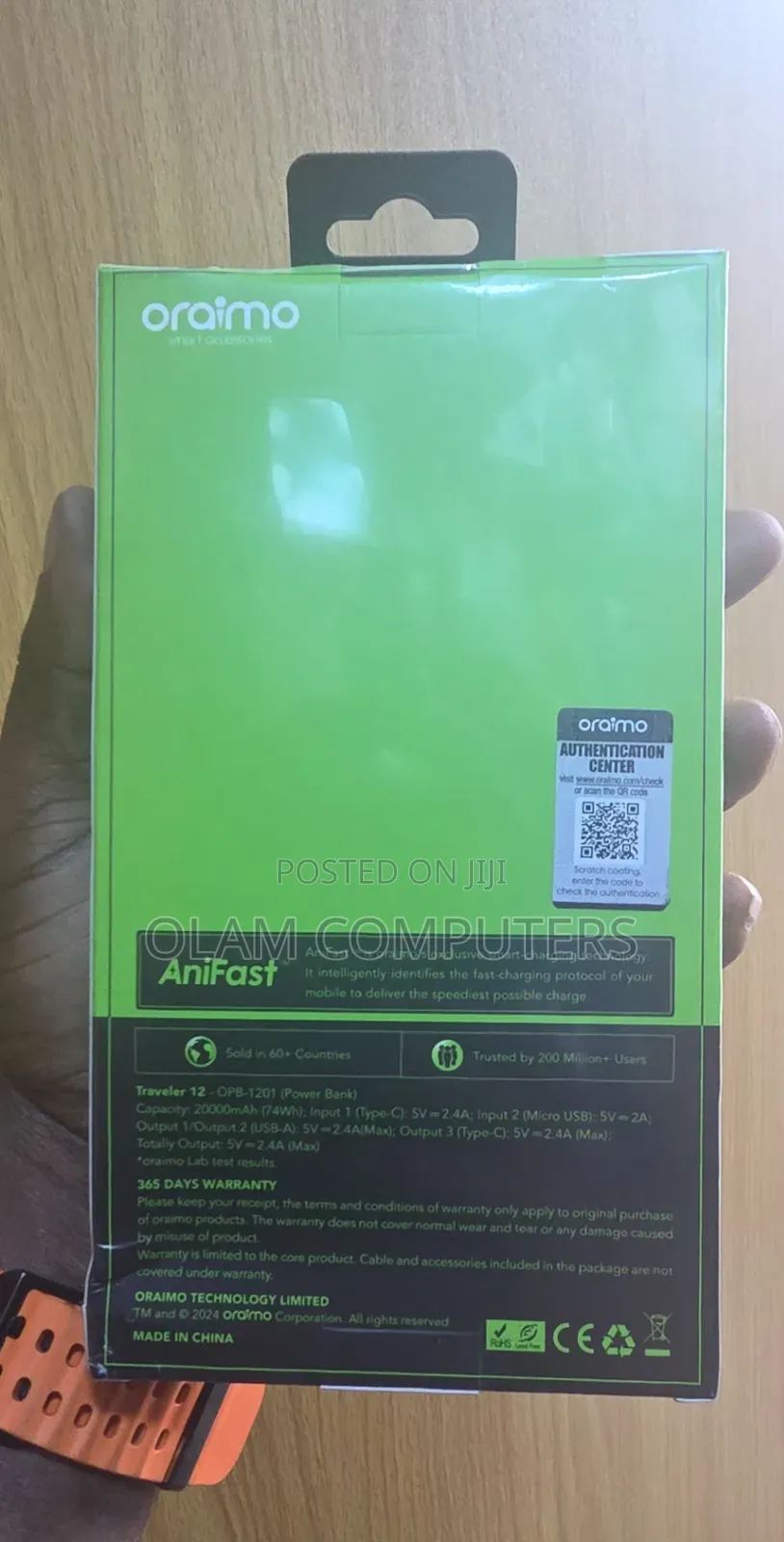 Oraimo Type-C Two-Way Charging 20000mAh Travelers 12 OPB-1201