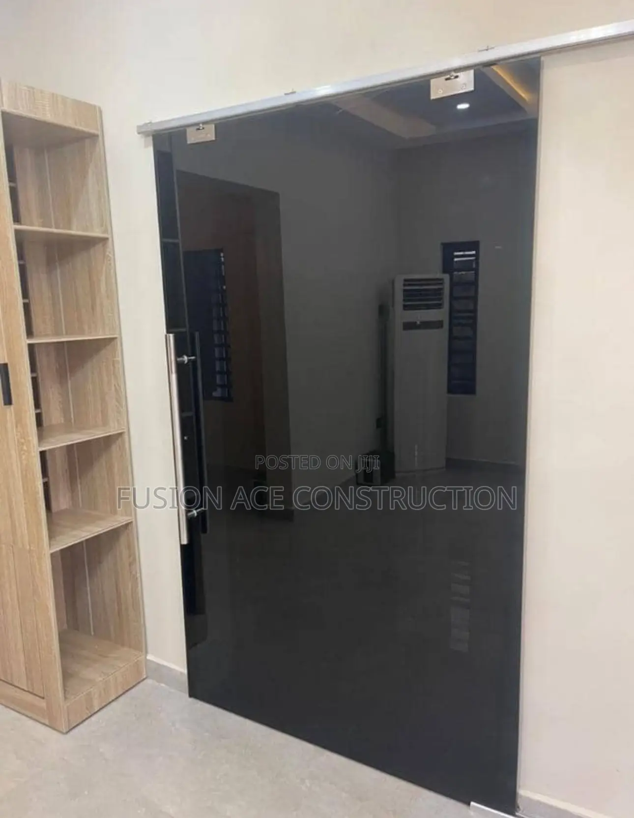 Single Door Frameless Dark Grey Glass With Cubicle
