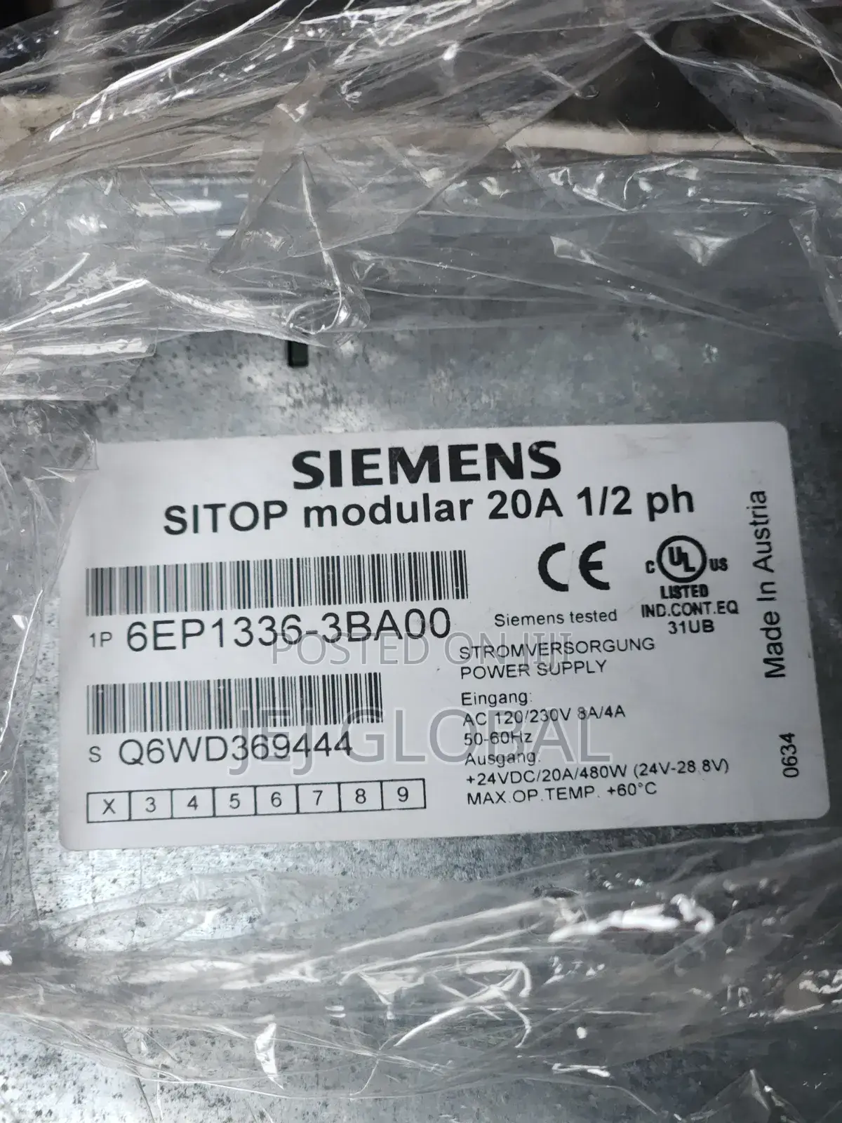 Siemens Sitop 20a Industrial Power Supply – 480w, 24vdc