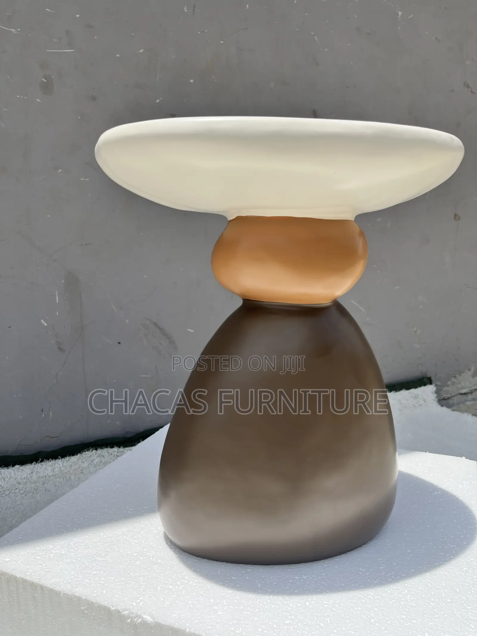Ancient Modern Pebble Side Stool - Designer Sculptural End Table.