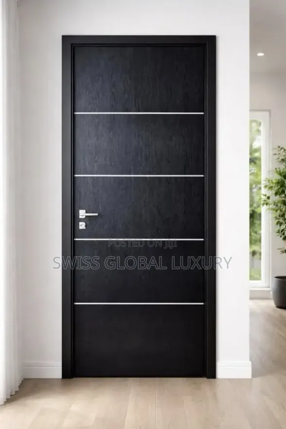 High Quality 3ft/7ft HDF Black Wooden Interior Door.