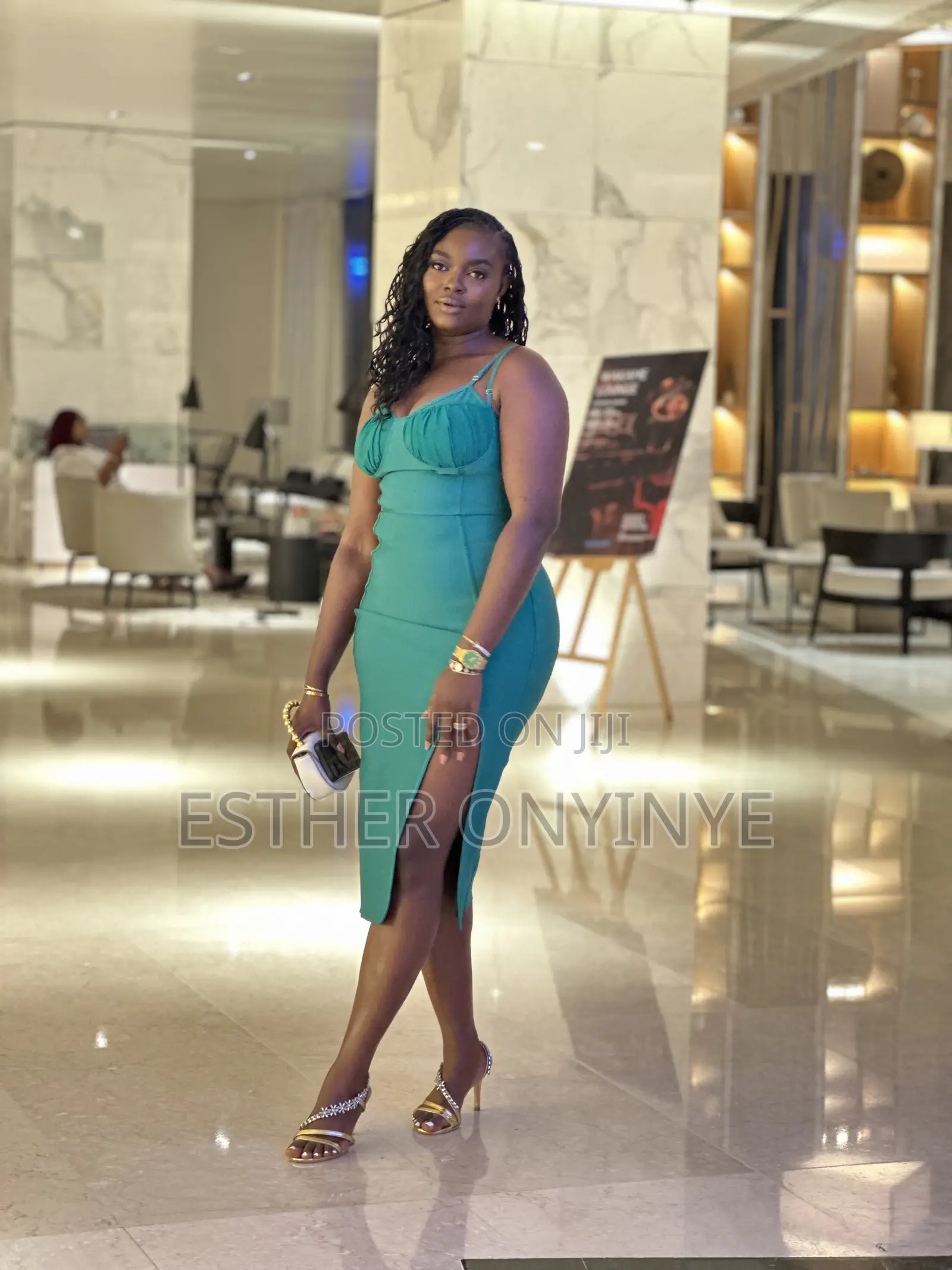 Stunning Turquoise Green Bodycon Midi Dress | Elegant Slit Party Dress
