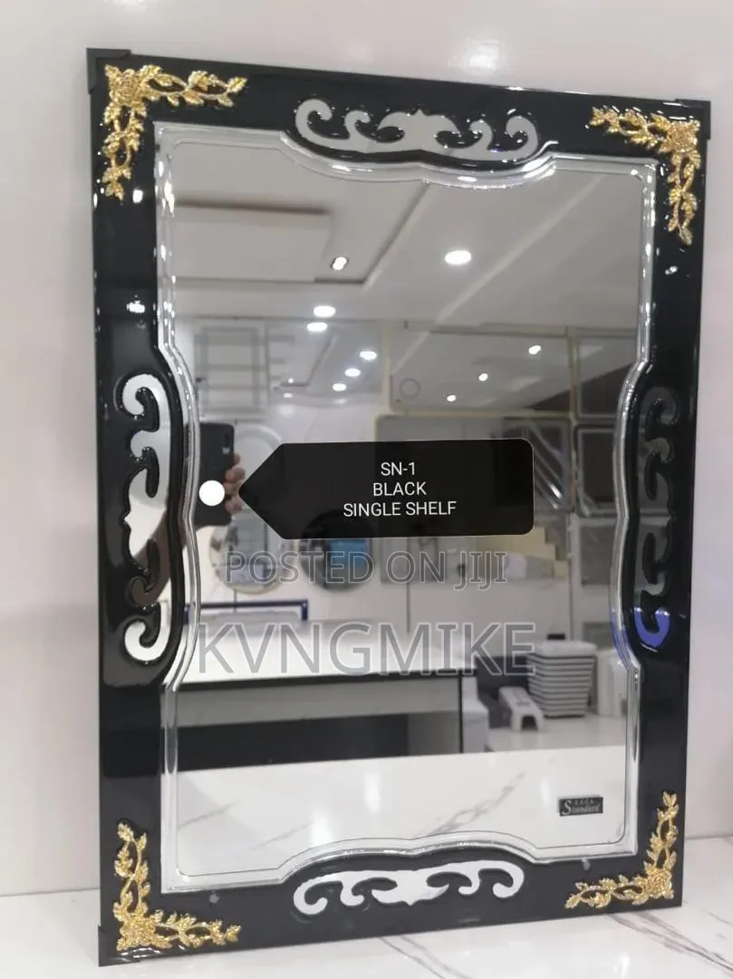 Decorative Wall Mirror With Glass Shelf | Bathroom Dressing Mirror