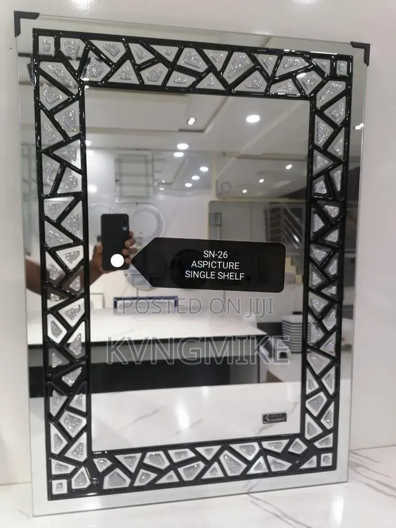 Decorative Wall Mirror With Glass Shelf | Bathroom Dressing Mirror