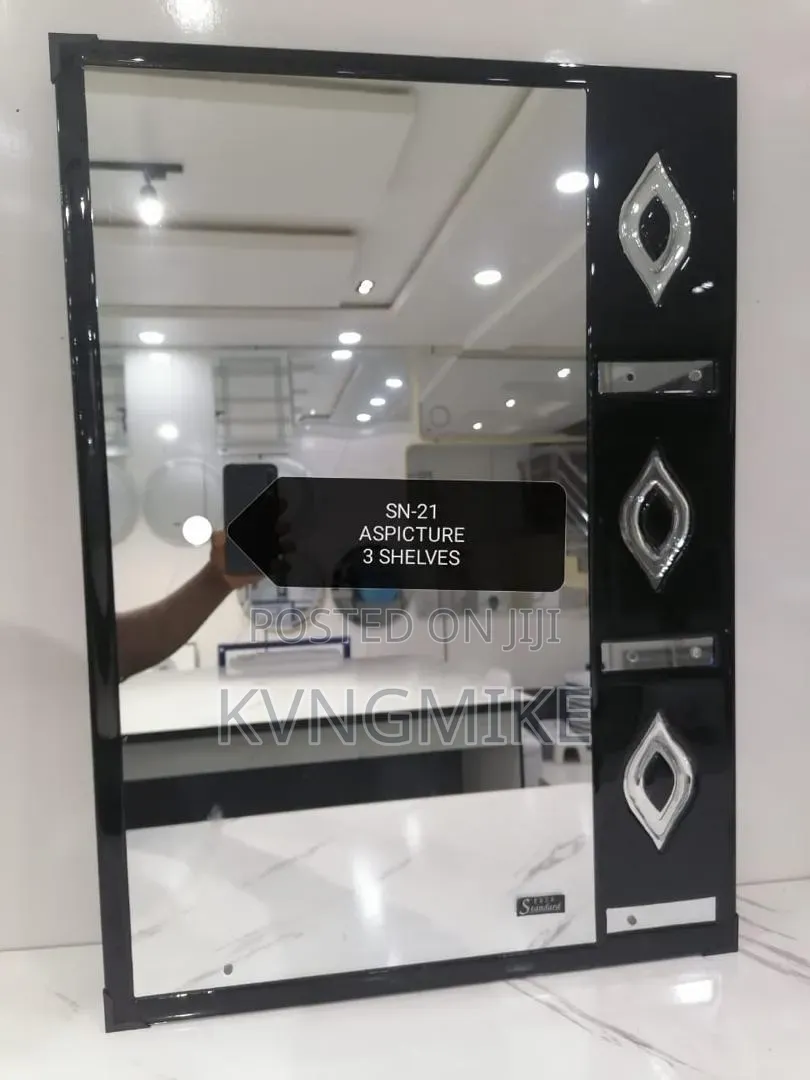 Decorative Wall Mirror With Glass Shelf | Bathroom Dressing Mirror