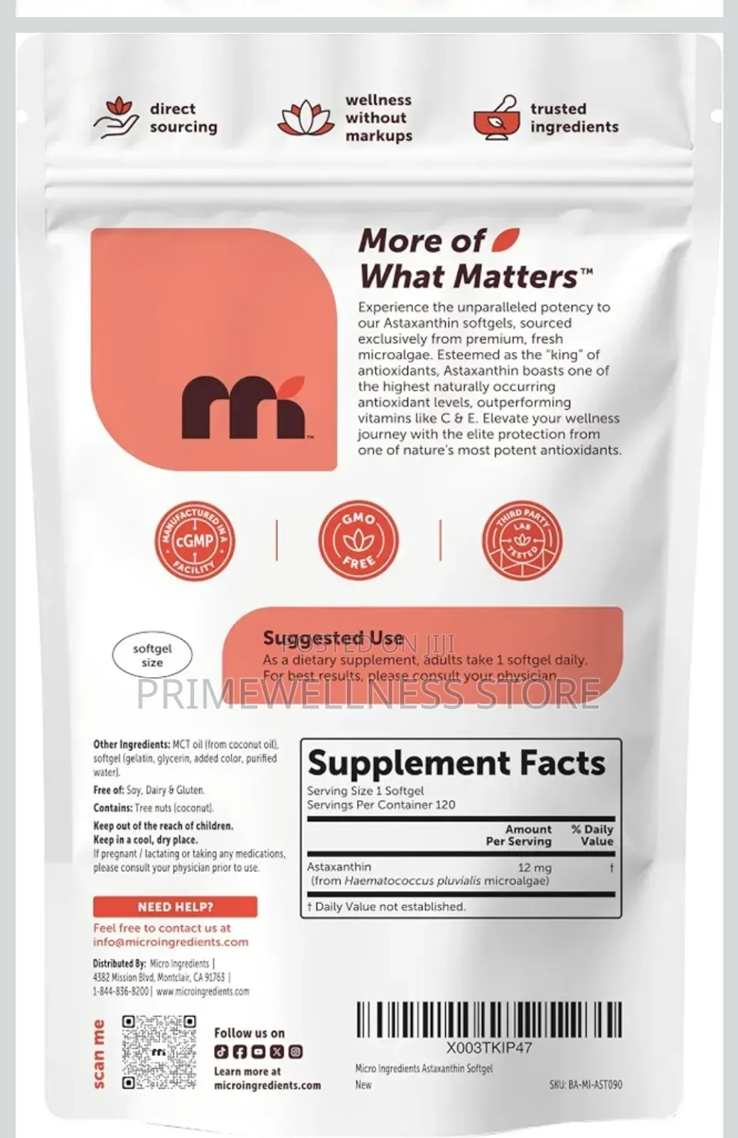 Astaxanthin Made With MCT Oil 12mg