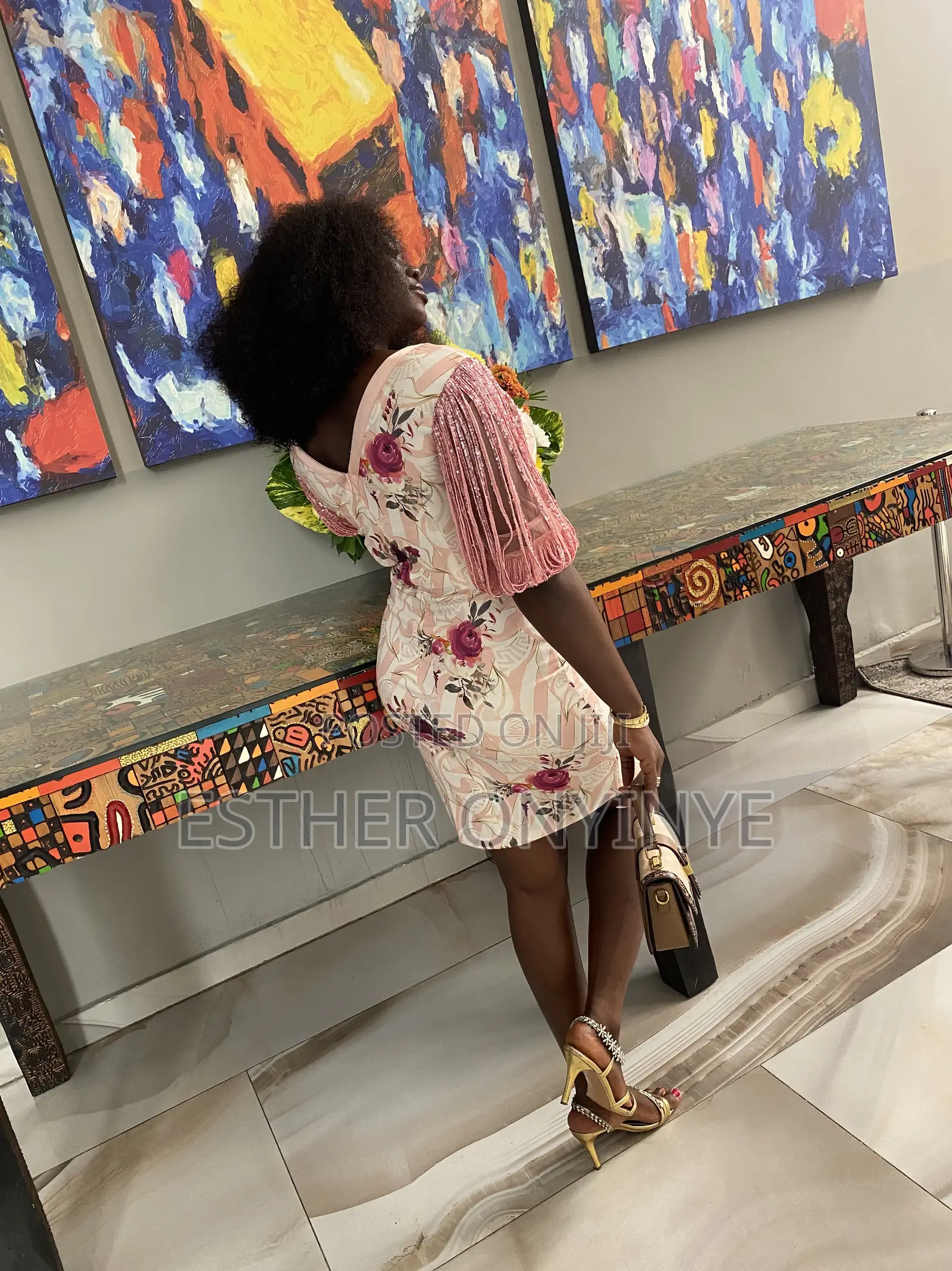 Gorgeous Floral Mini Dress With Statement Fringe Sleeves, Classy Dress