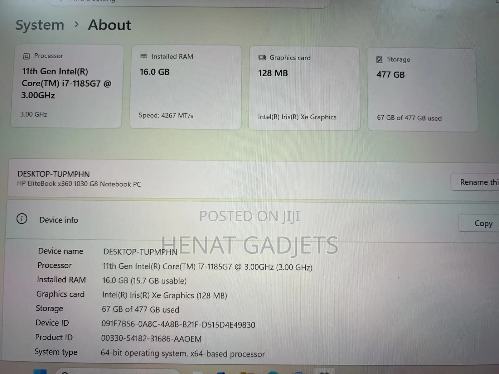 Laptop HP EliteBook x360 1030 G8 16GB Intel Core i7 SSD 512GB