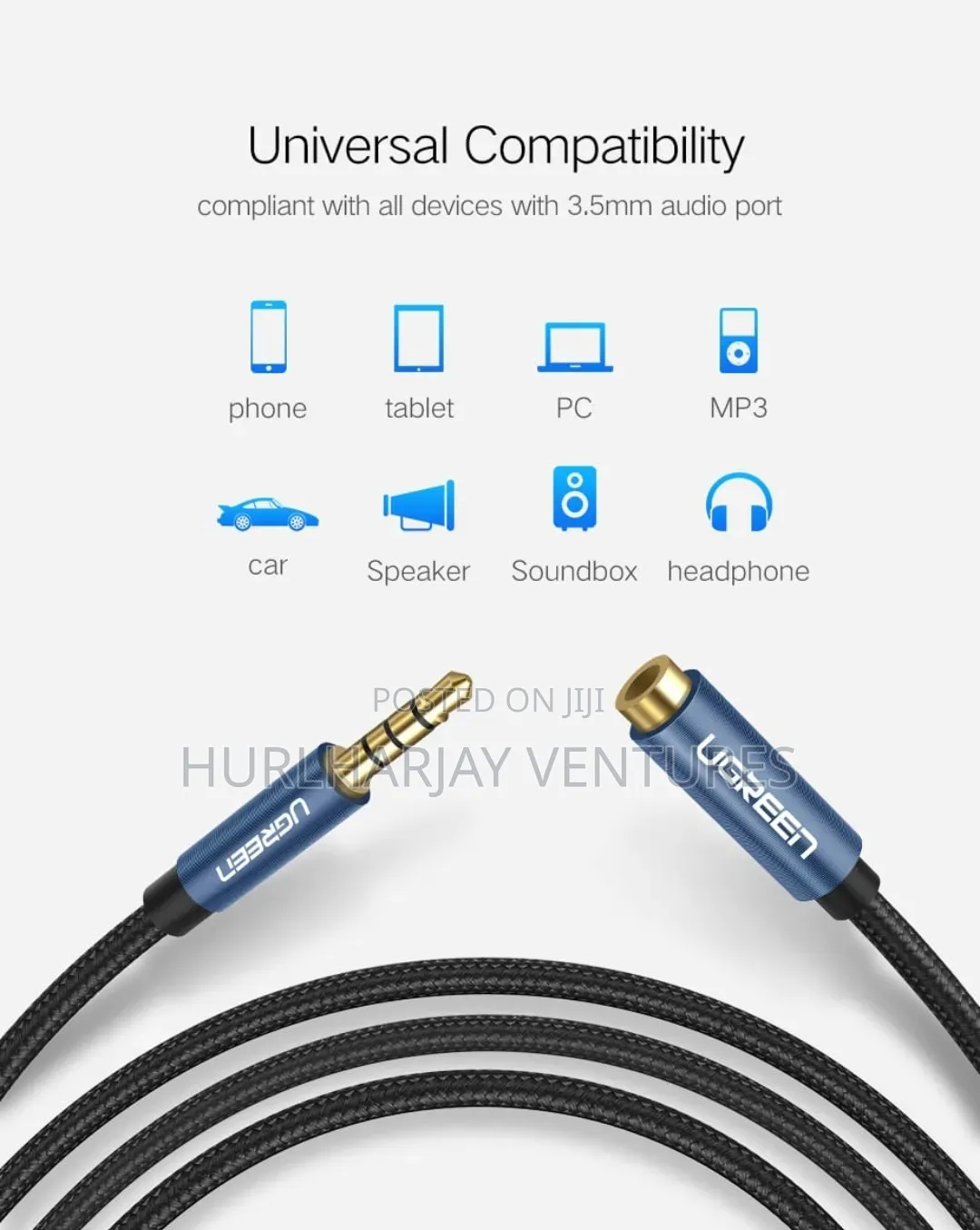 1.5m Ugreen 3.5mm Aux Extension Cable