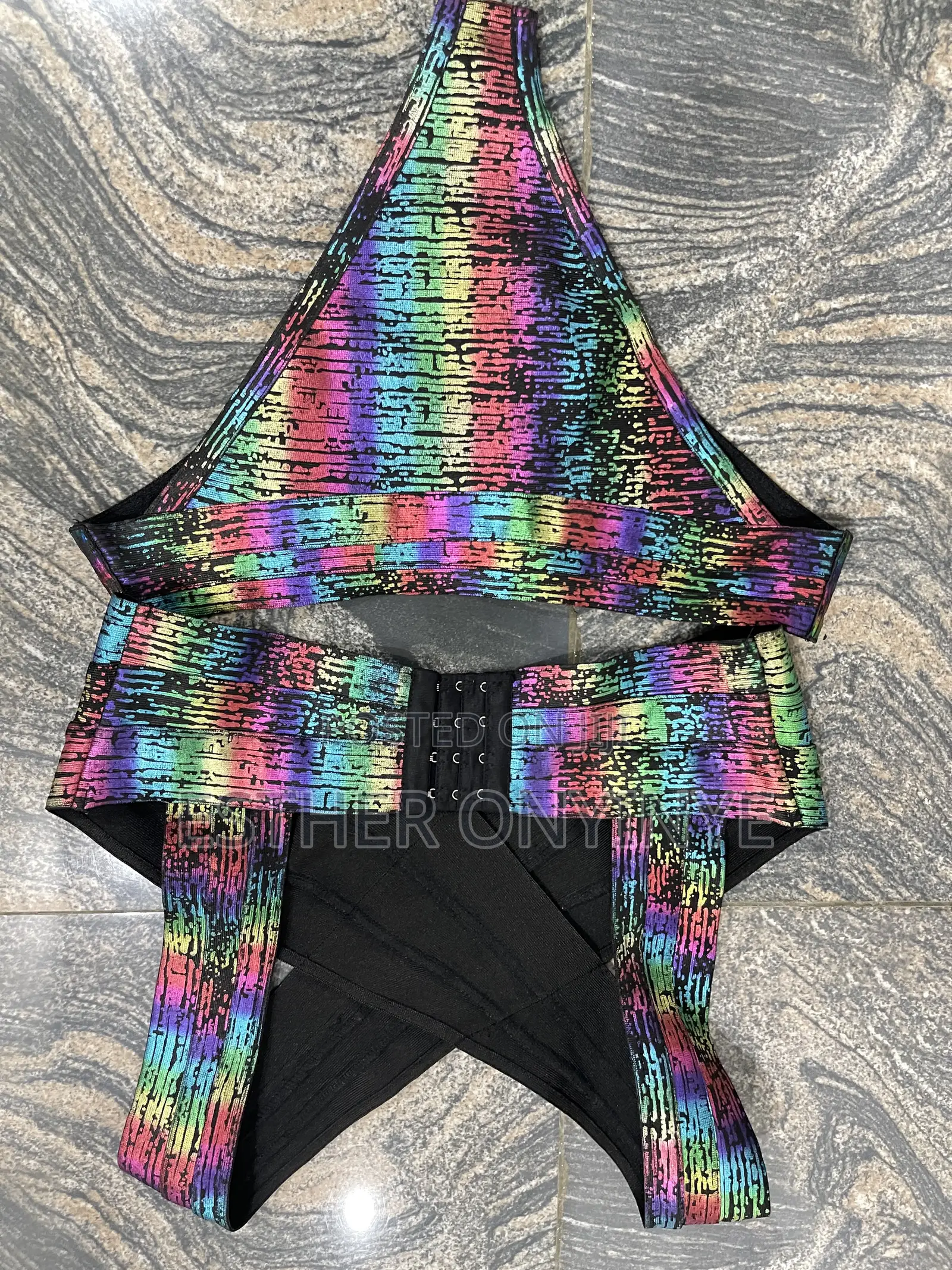 Stunning Multicolour Cut-Out Two-Piece Swimsuit/ Beachwear