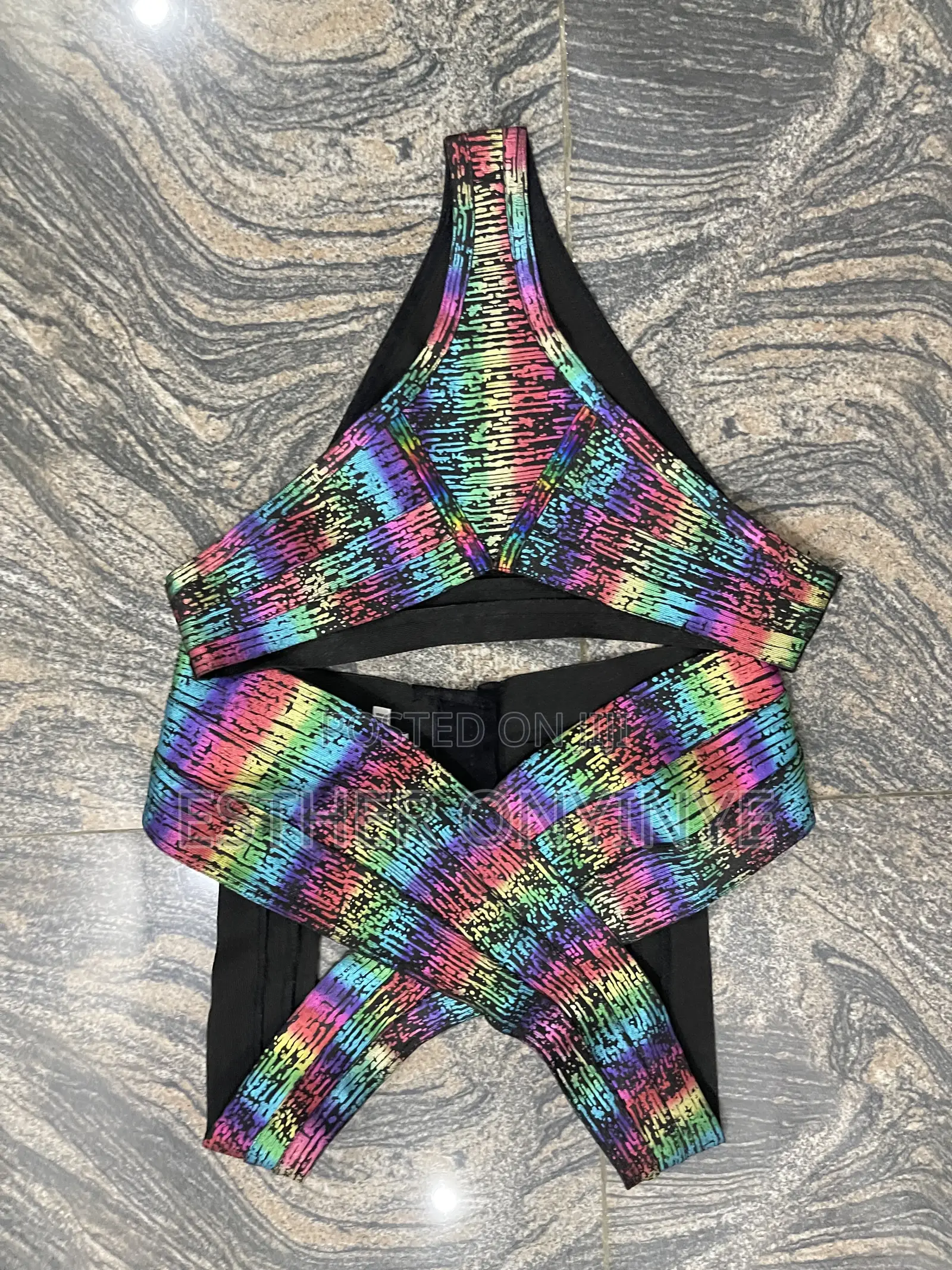Stunning Multicolour Cut-Out Two-Piece Swimsuit/ Beachwear