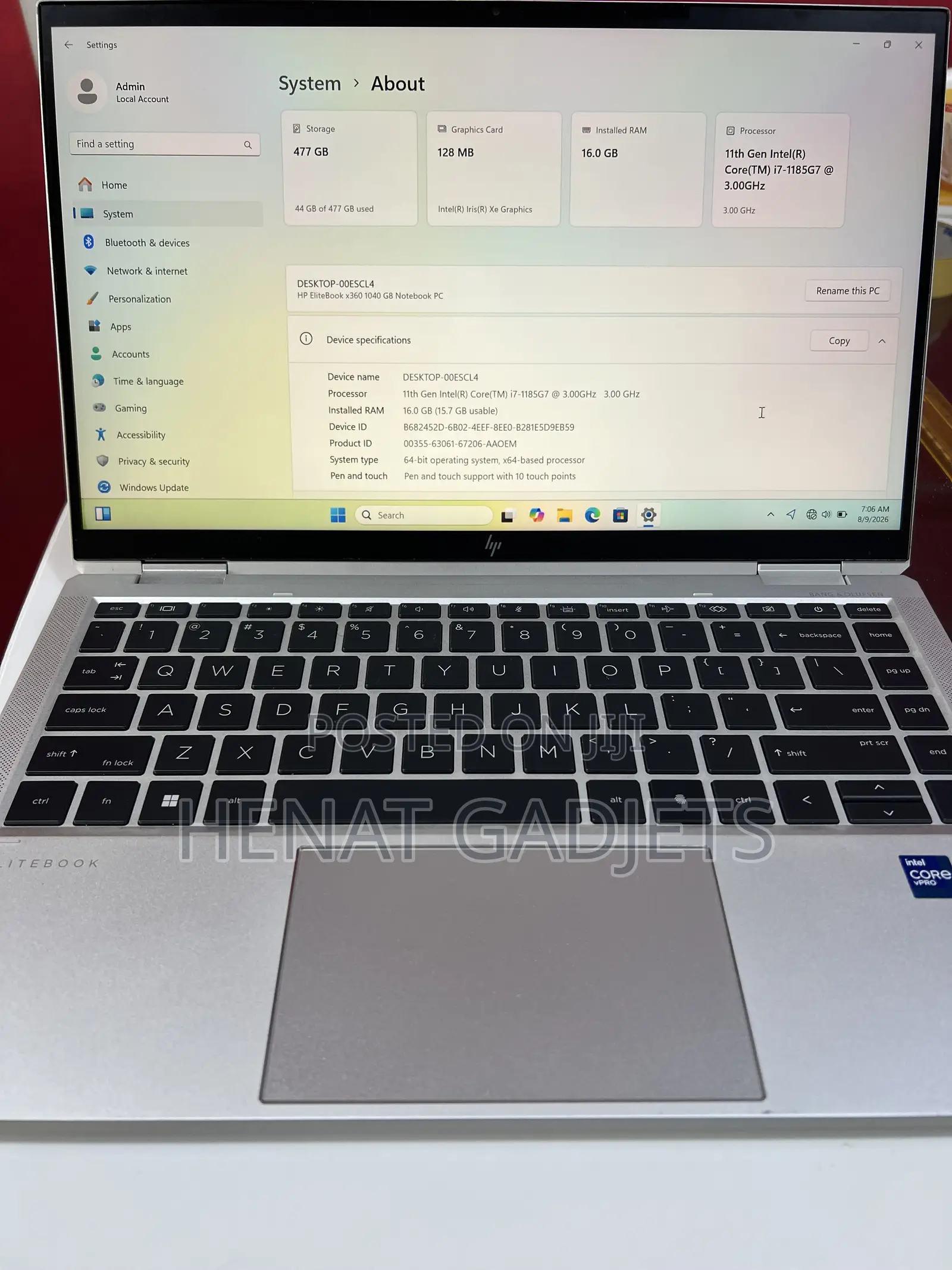 Laptop HP EliteBook 1040 G8 16GB Intel Core i7 SSD 512GB
