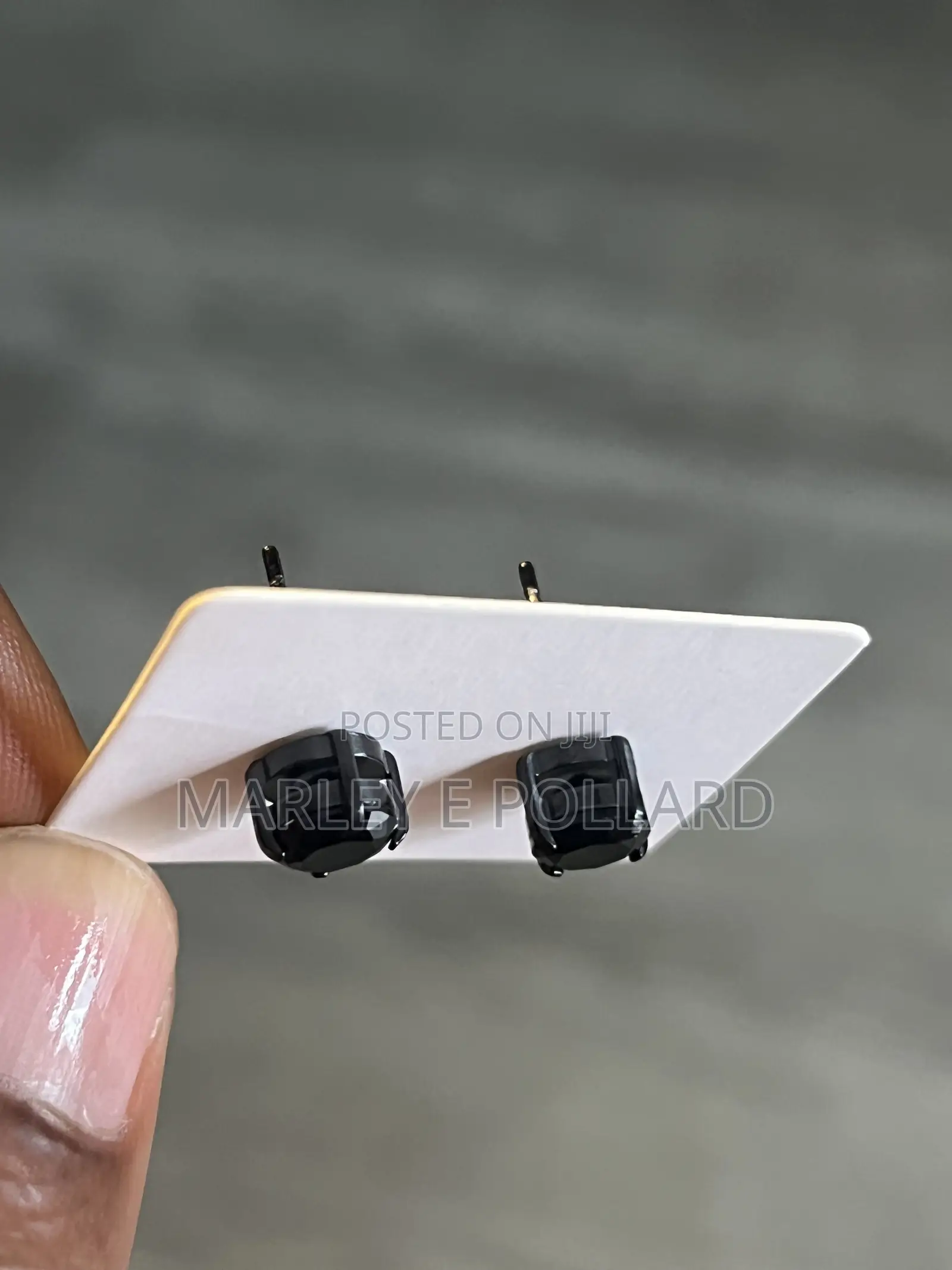 Marceau 304 Black Stainless Steel Stud Synthetic Diamond Earrings