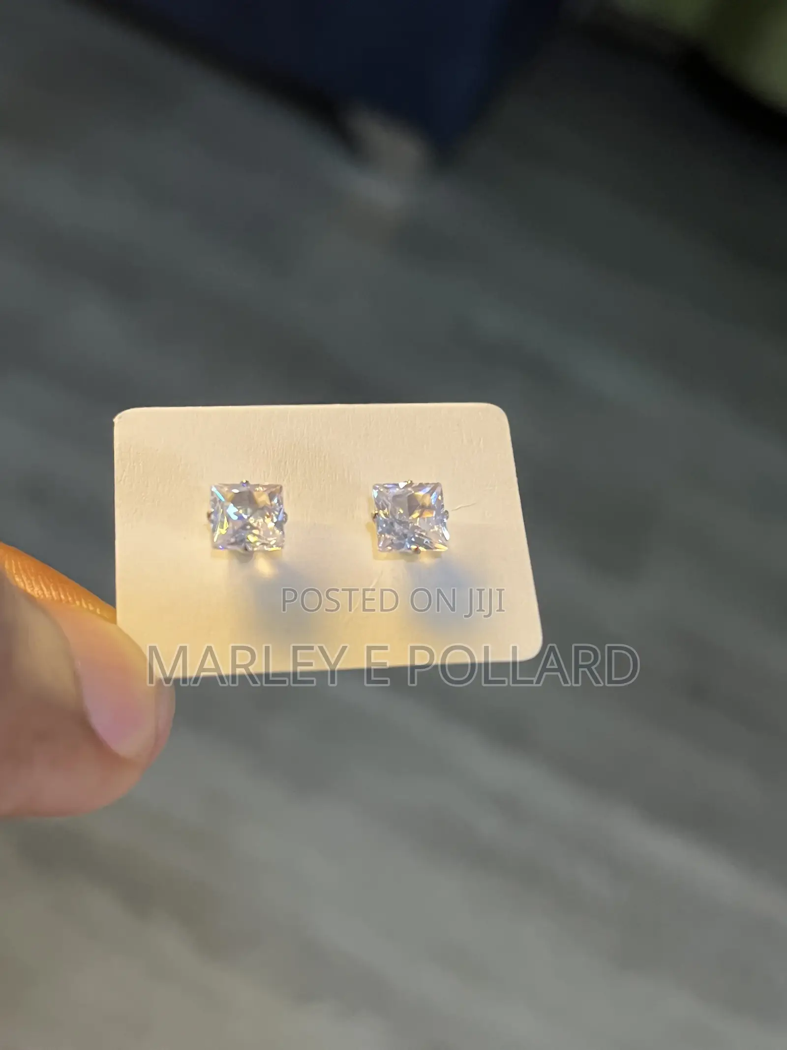 Gold Silver Synthetic Diamond Stimulant Party Square Round Earrings