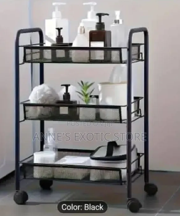 3-Tier Heavy-Duty Mesh Rolling Storage Cart With Wheels