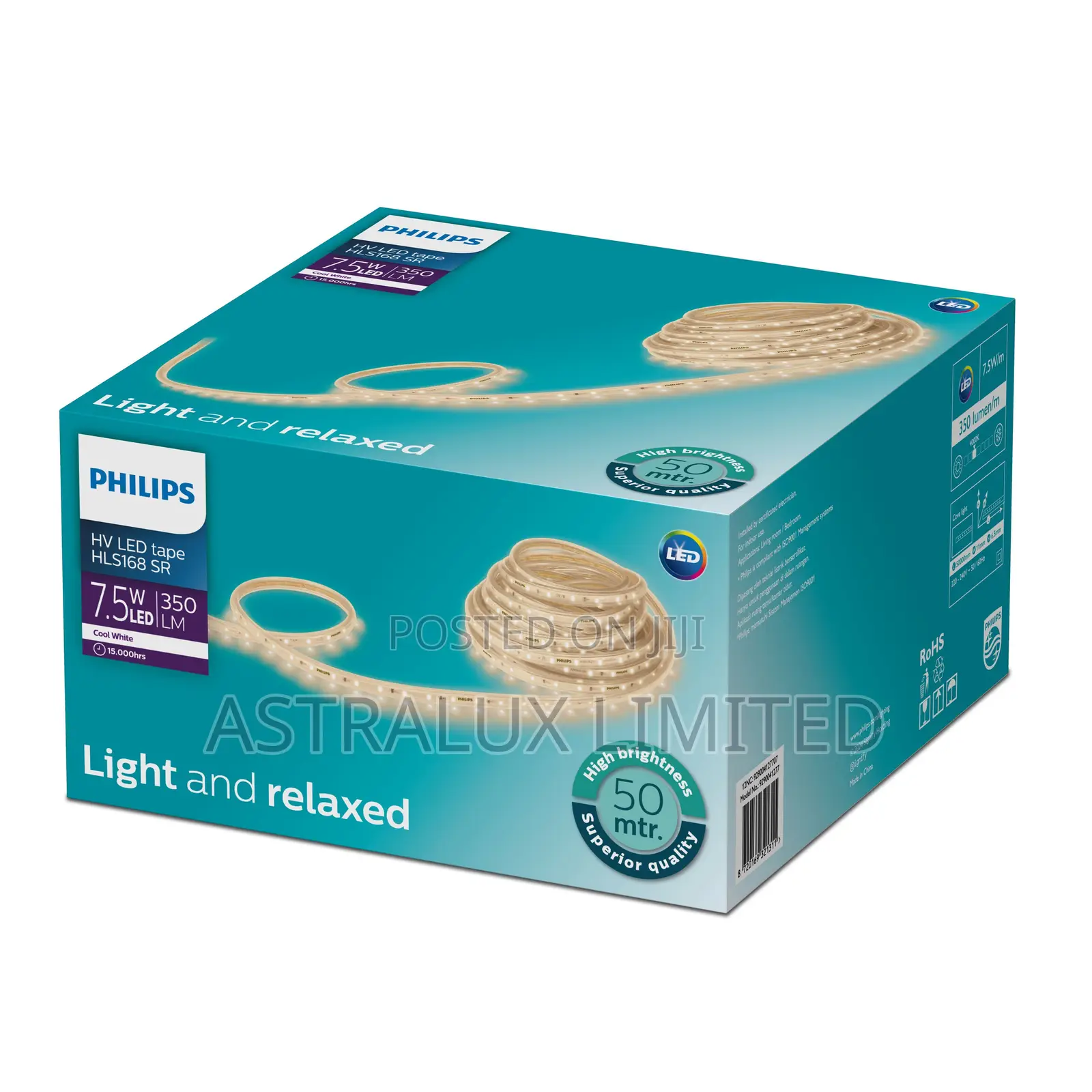 Philips HLS168 High-Voltage LED Strip — 50 M Roll (7.5 W/M or 9 W/M)