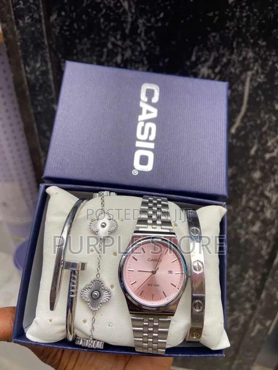 Casio Ladies Steel Watch and Bracelets Set