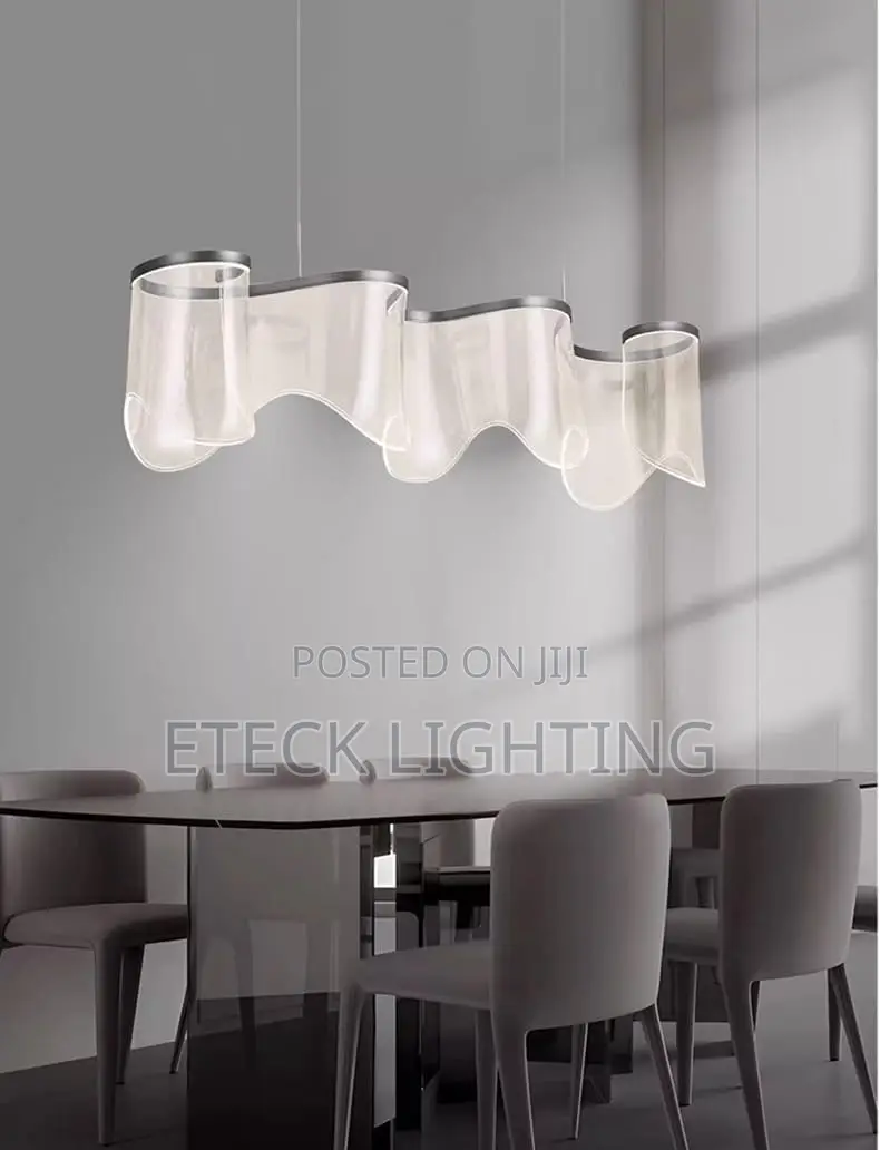 Modern Acrylic Hanging Chandelier Light Fixture Wave Shaped Pendant