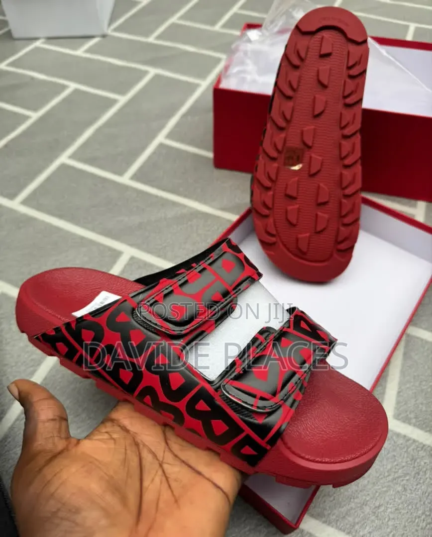 Hugo Boss Double Flame Strap Unisex Slide Red With Black Print