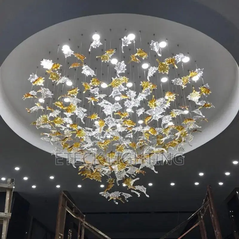 Chandelier Luxury Glass High Ceiling Pendant Lights Modern Light