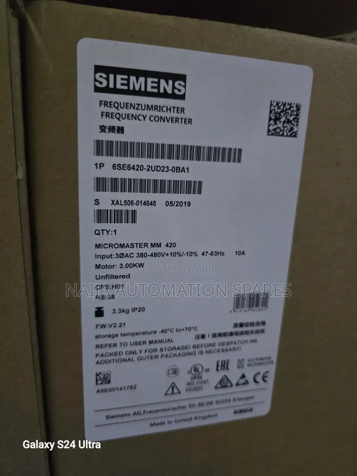 6se6420-2ud23-0ba1 | Siemens Inverter Drive, 3 kW