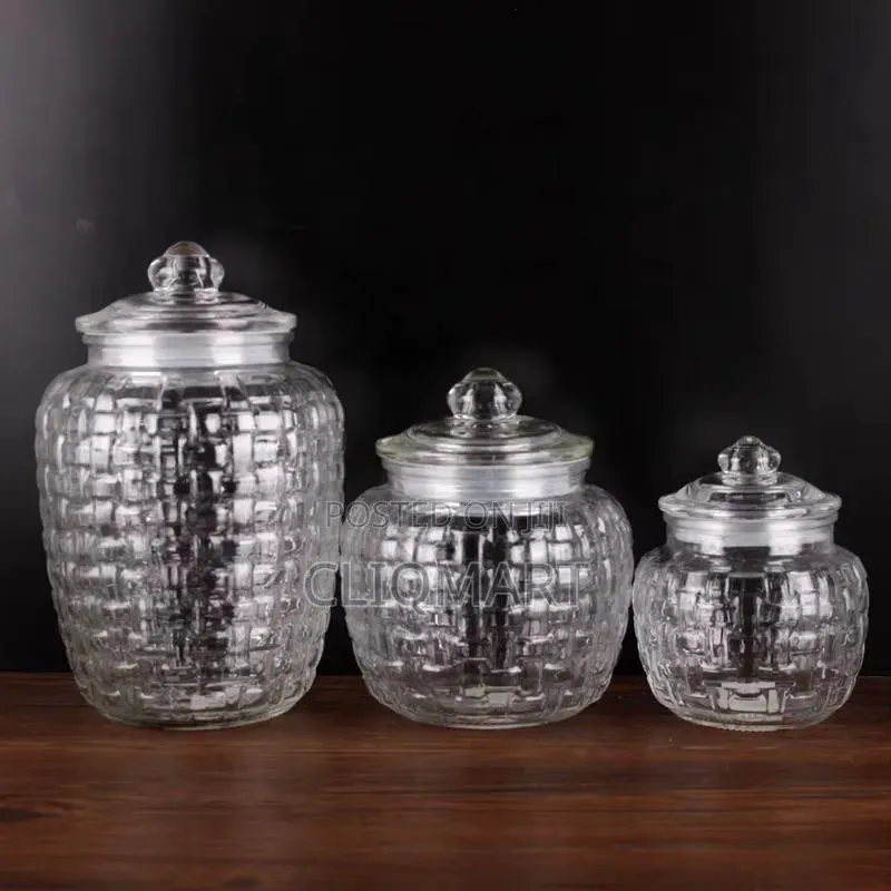 3 Piece Glass Jar Set With Lids – Airtight Food Storage Canisters