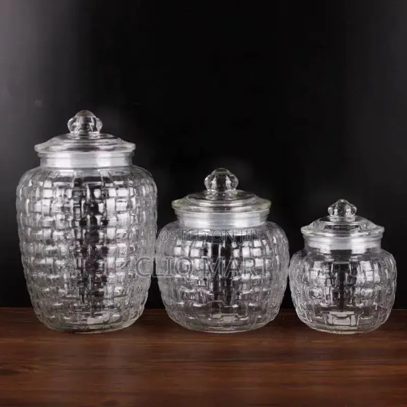 3 Piece Glass Jar Set With Lids – Airtight Food Storage Canisters